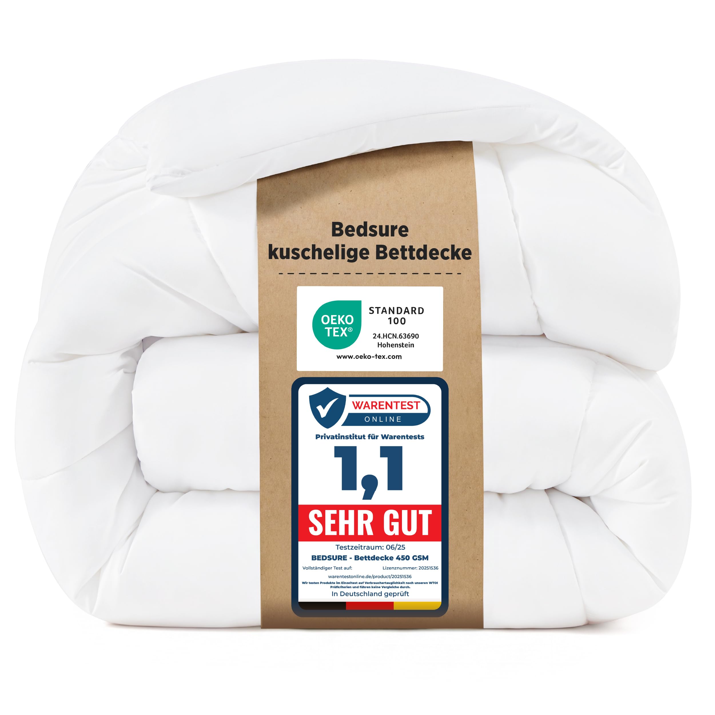 BEDSURE Bettdecke 240x260 Winterdecke 450gsm - Warm Winterdecke, Weiß