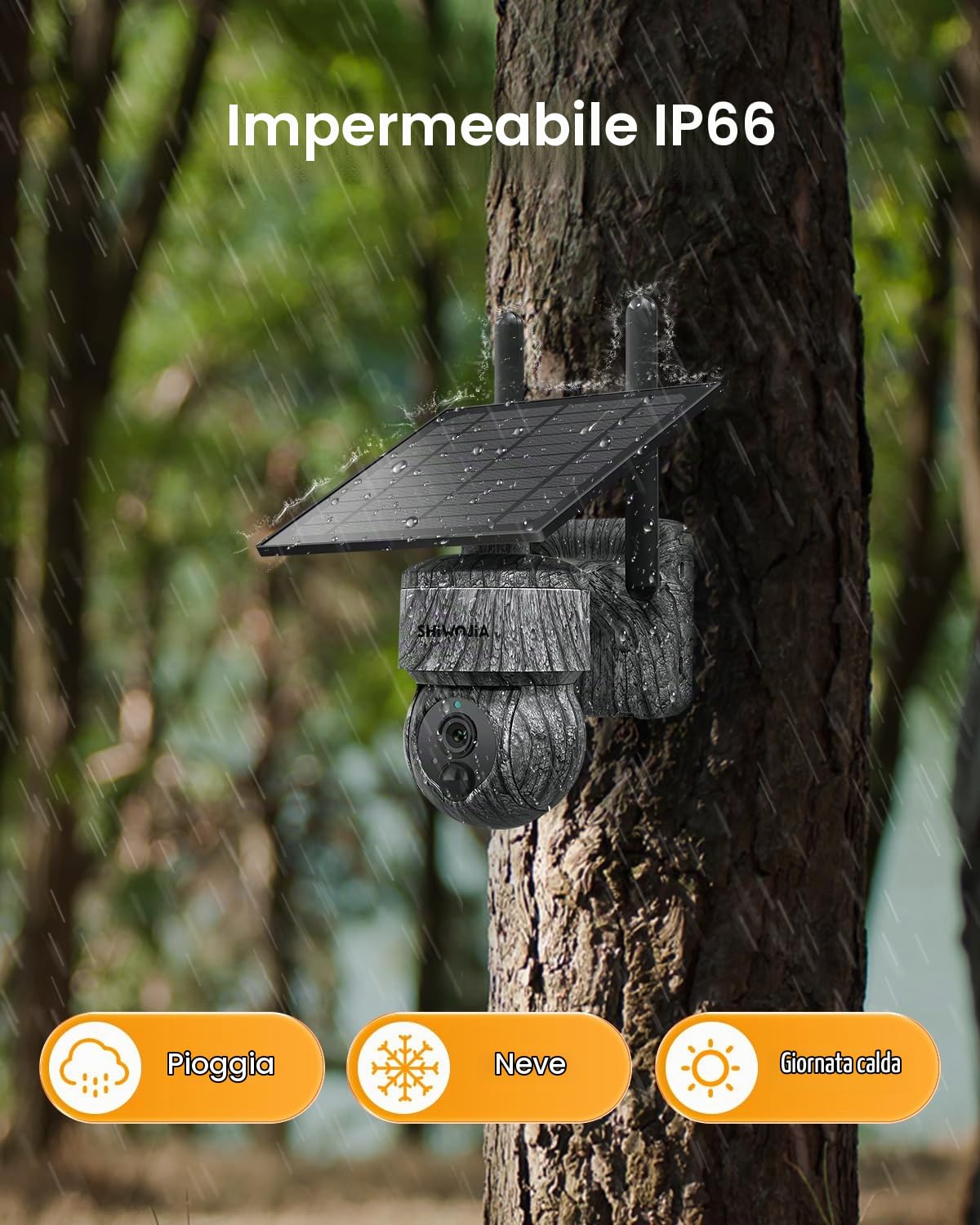 SHIWOJIA 4G LTE Telecamera di Sorveglianza Solare Esterno con Scheda SIM, 2K 360° PTZ Telecamera di Sicurezza Solare, Audio a 2 Vie, Sensore di Movimento PIR, Visione Notturna, IP66