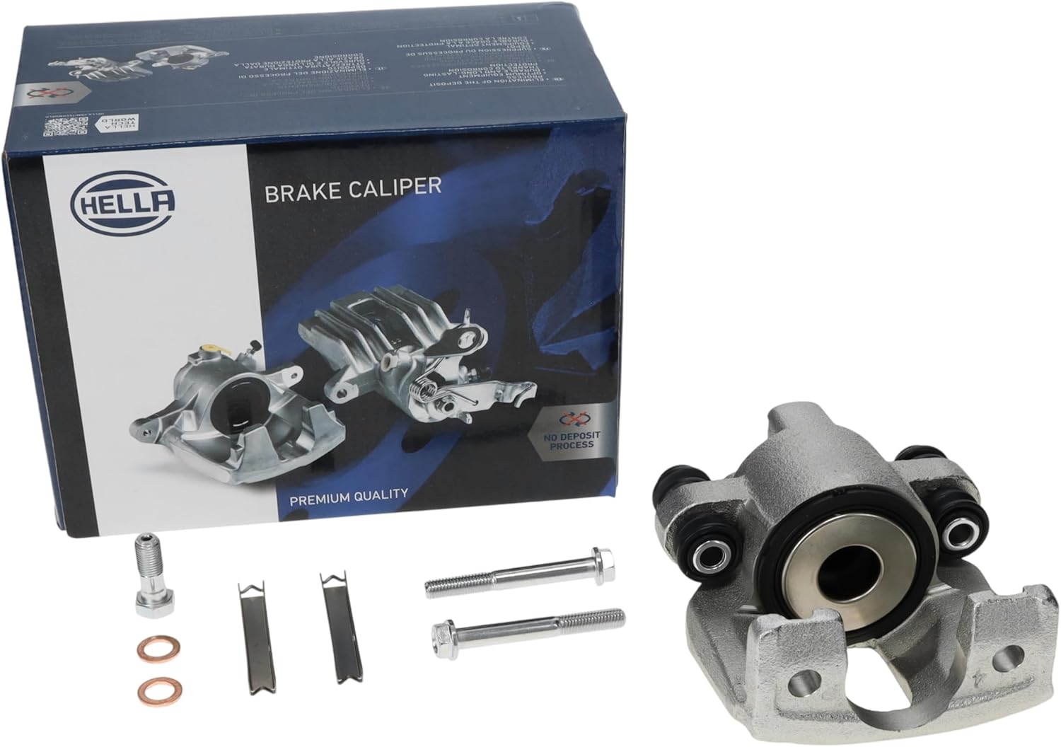 HELLA Premium Brake Caliper With Bracket, Rear Right, No Core Charge, Compatible with Select 1997-2011 Ford & Lincoln
