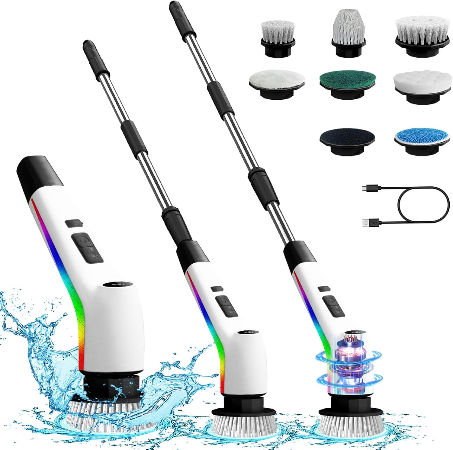 Electric Spin Scrubber for Cleaning Bathroom Lucklights Cordless Power Shower Scrubber Updated Electric Cleaning Brush for Tile Tub (BK)