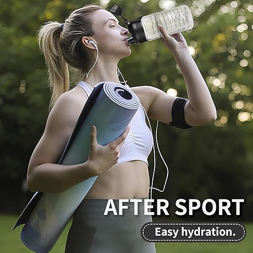 Miniatura 6 de Botellas agitadoras de vidrio de 20 onzas líquidas, 2 en 1 para beber sorbo y pajilla, botellas de agua de vidrio de boca ancha para infusiones de