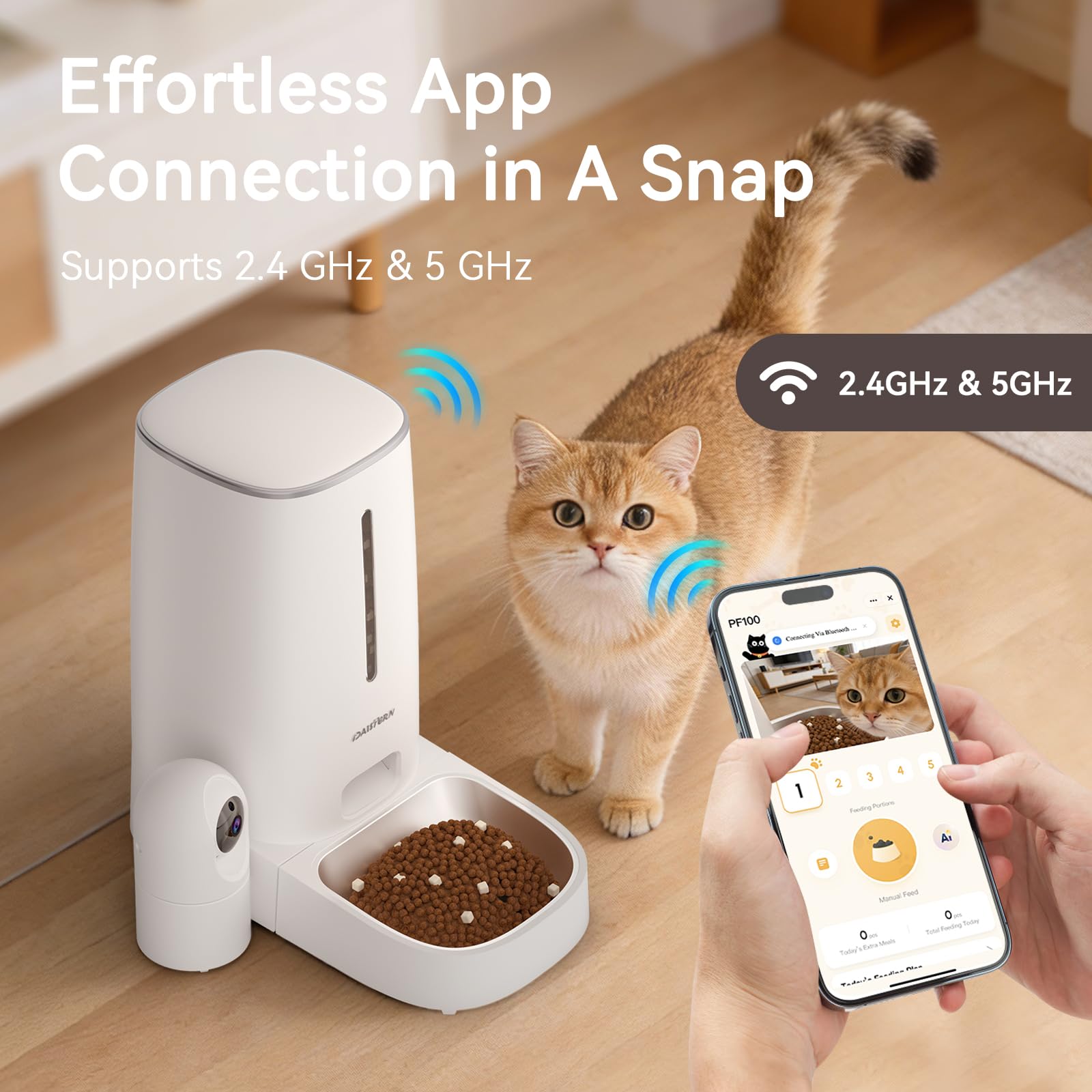 Automatic Cat Dog Feeder with Camera 4L, 2.4G/5G WiFi Smart Pet Food Dispenser with Night Vision, 2-Way Audio, Meat Call and Motion Alert, Stainless Steel Bowl, Dual Power Support, AI Feature - image 5