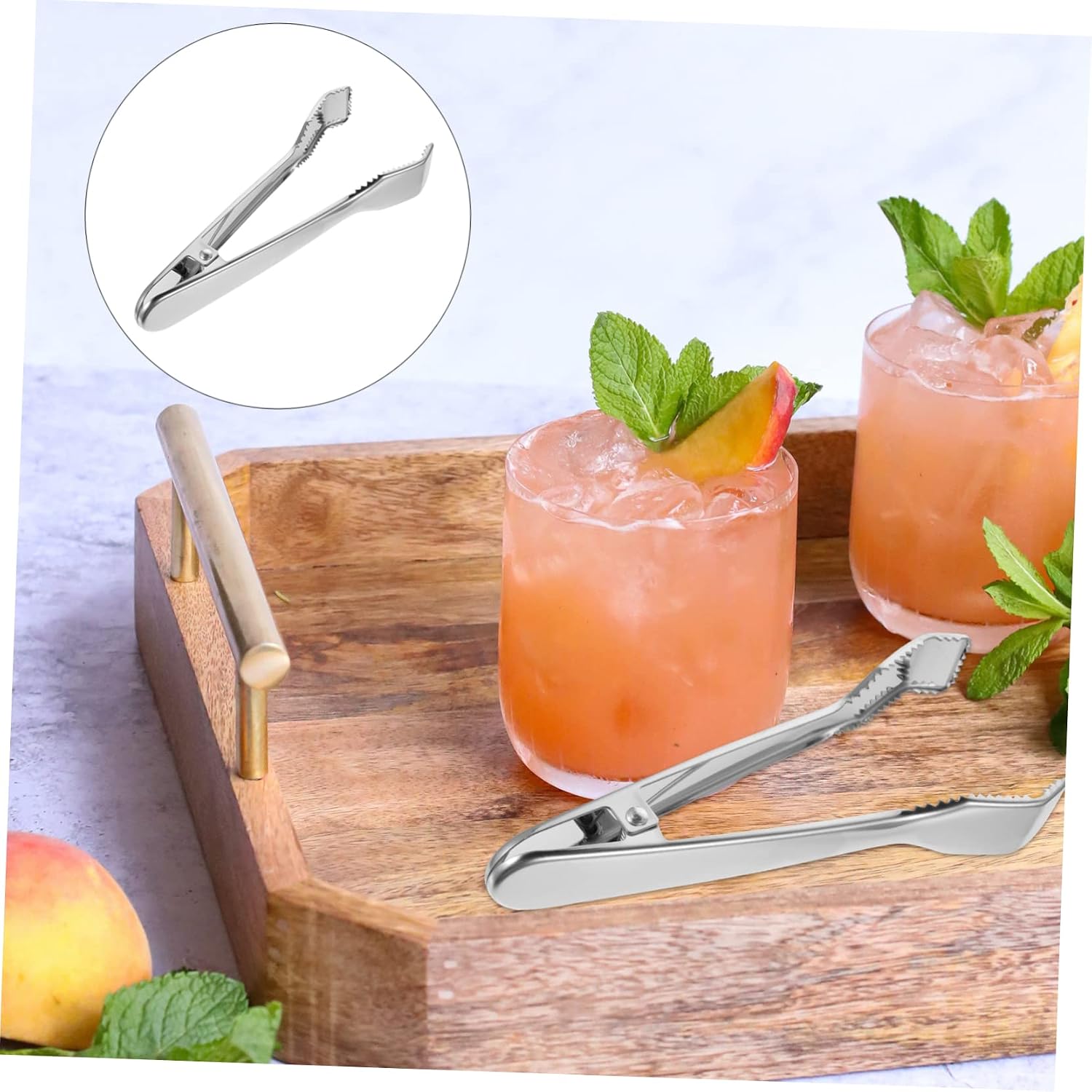 Zerodeko 304 Stainless Steel Ice Clip Sharp Teeth Multifunctional Food Serving Tongs for Bar and Buffet Spring-Loaded Design for Ice Buckets and Culinary Use
