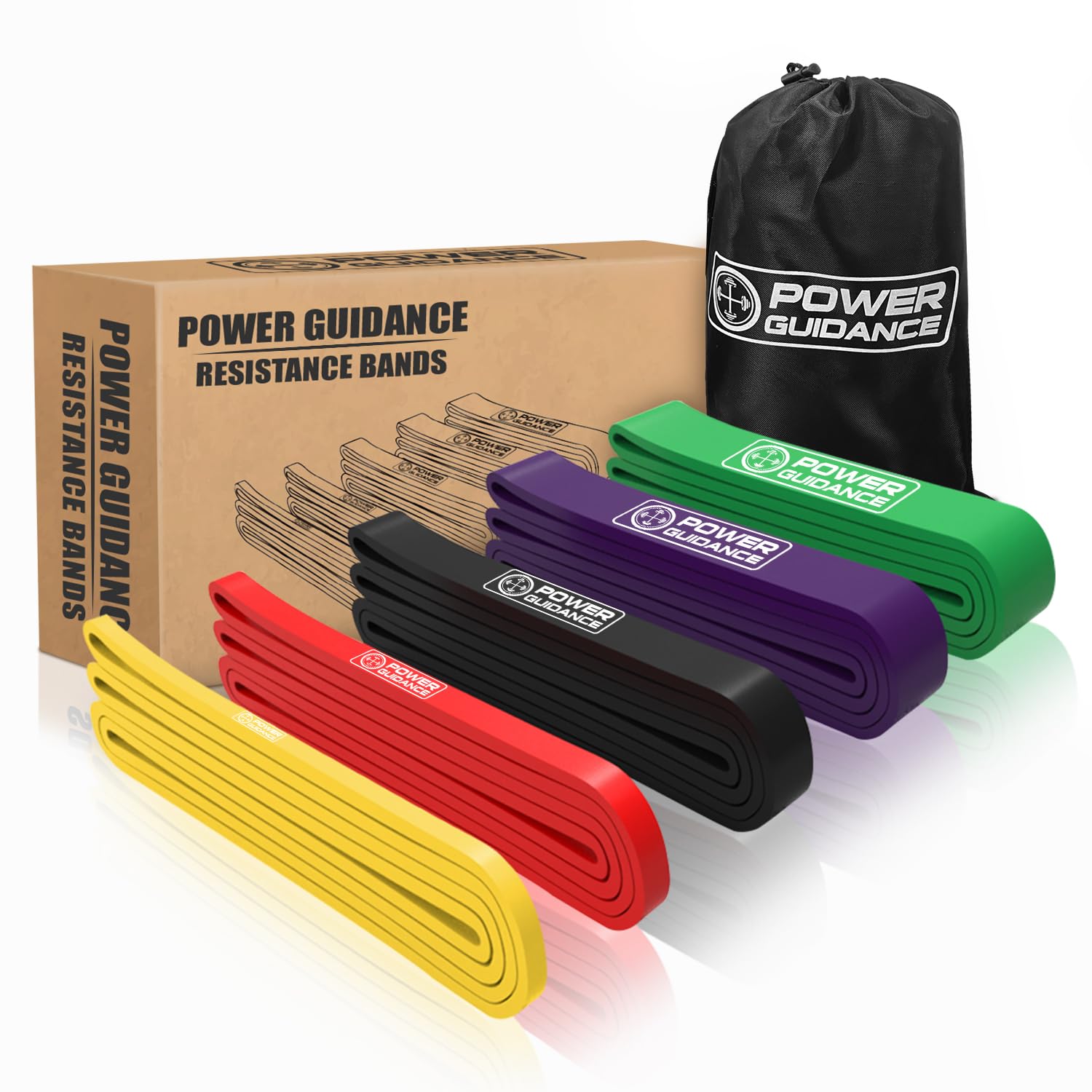 POWER GUIDANCE Pull Up Assist Bands - Heavy Duty Resistance Band, Mobility & Powerlifting Exercise Bands, Perfect for Body Stretching, Powerlifting, Resistance Training, Single Band & Set