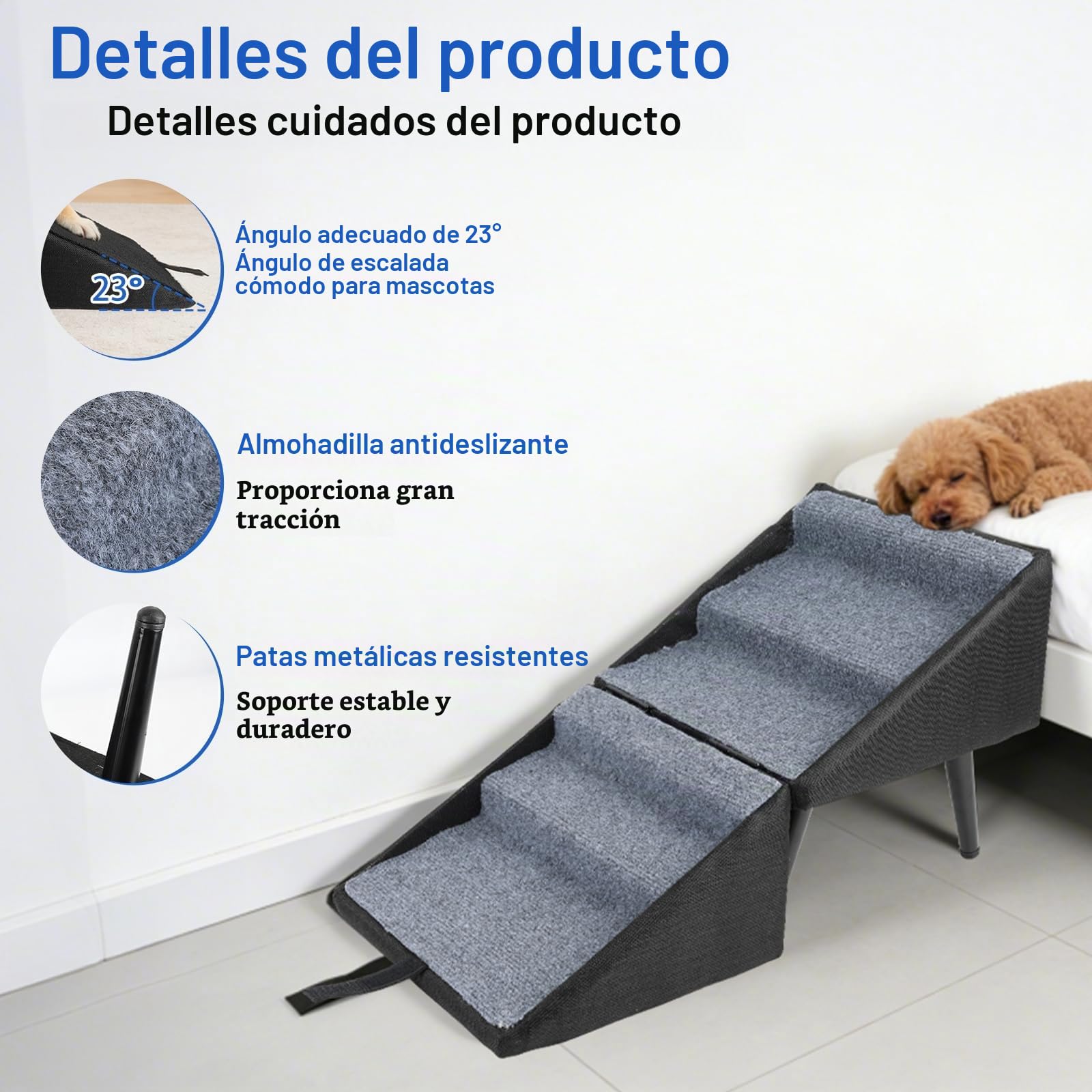 Escalera Plegable para Perros Pequeños y Gatos, Escalera Antideslizante