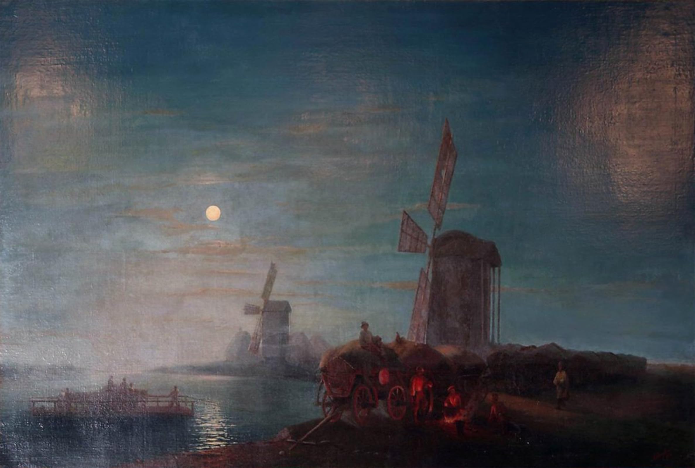 SERENDIPITP Vintage Picture Print on Canvas Wall Art Poster Windmill by Ivan Constantinovich Ayvazovsky Artwork Print Poster for Wall Decor 60x90cm