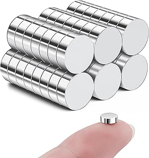 SMARTAKE 45 Pcs Refrigerator Magnets, 6x2mm Small Round Fridge Magnets, Multi-Use Premium Neodymium Office Magnets for Fridge, Whiteboard, Billboard in Home, Kitchen, Office and School (Silver)