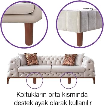 Glaswen 4 ADET Ayarlı Destek Ayağı 13 x 19 cm Kahverengi Gizli Ayak M8 Civatalı İncediş Mobilya Kanepe Baza Koltuk Yükseltici
