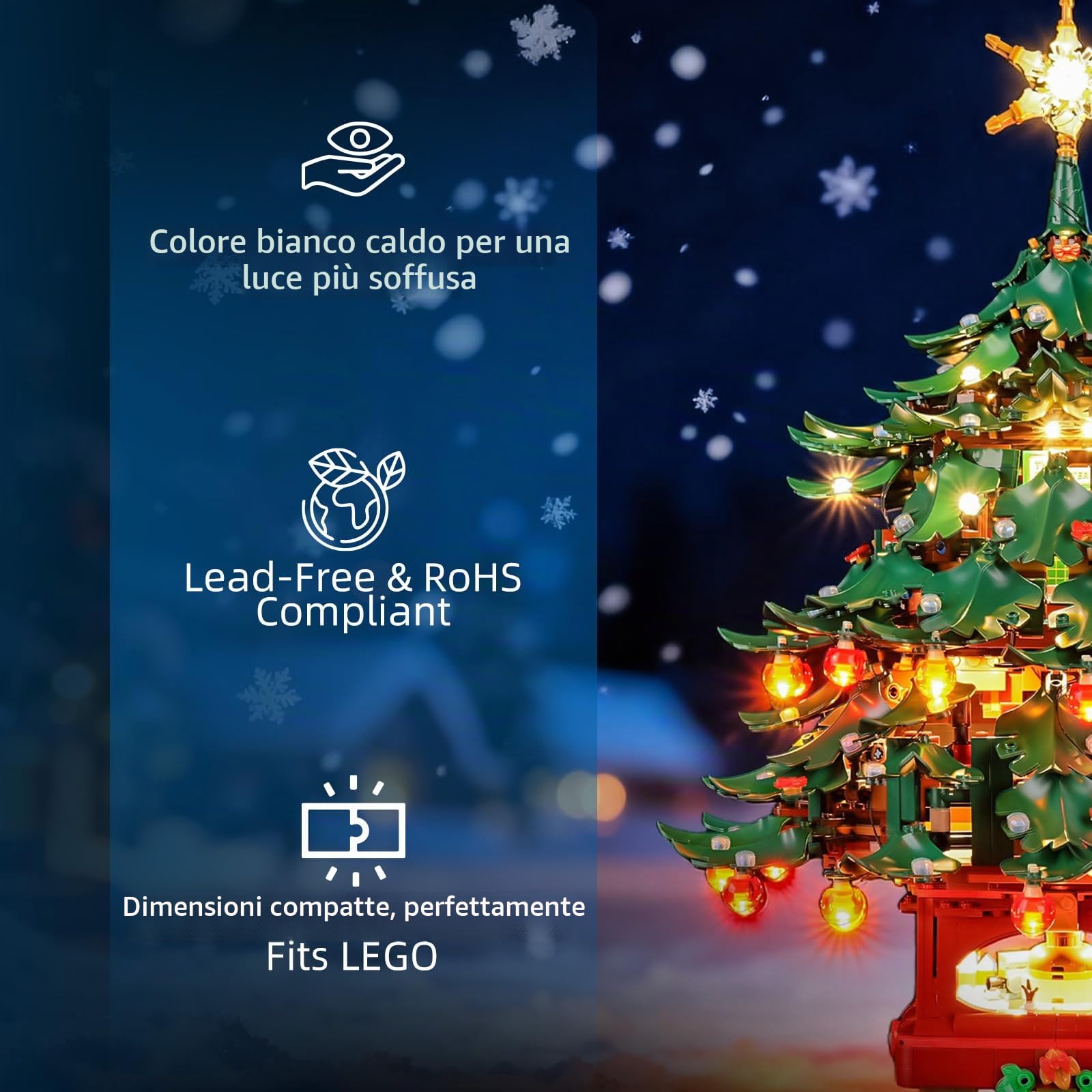 YEABRICKS Luce LED per Lego-41843 Famiglia di Natale Albero di Natale Decorazione Modello Blocchi di Costruzione (Set di Costruzione NON Incluso)
