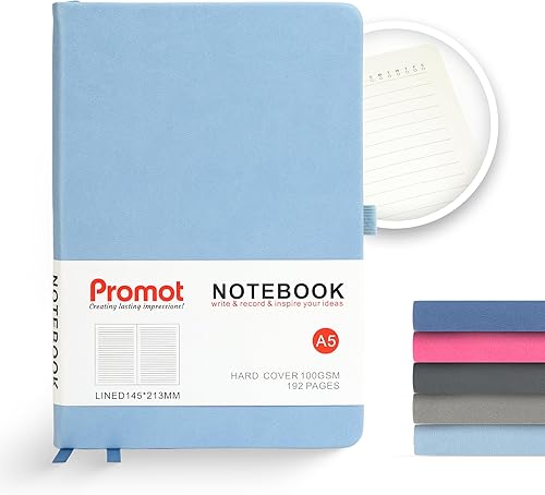 Miniatura 1 de Promot Cuaderno de diario rayado, cuaderno de escritura A5 de alta calidad, 192 páginas, mediano de 5.5 x 8.2 pulgadas, papel grueso de 3.53 ozm,