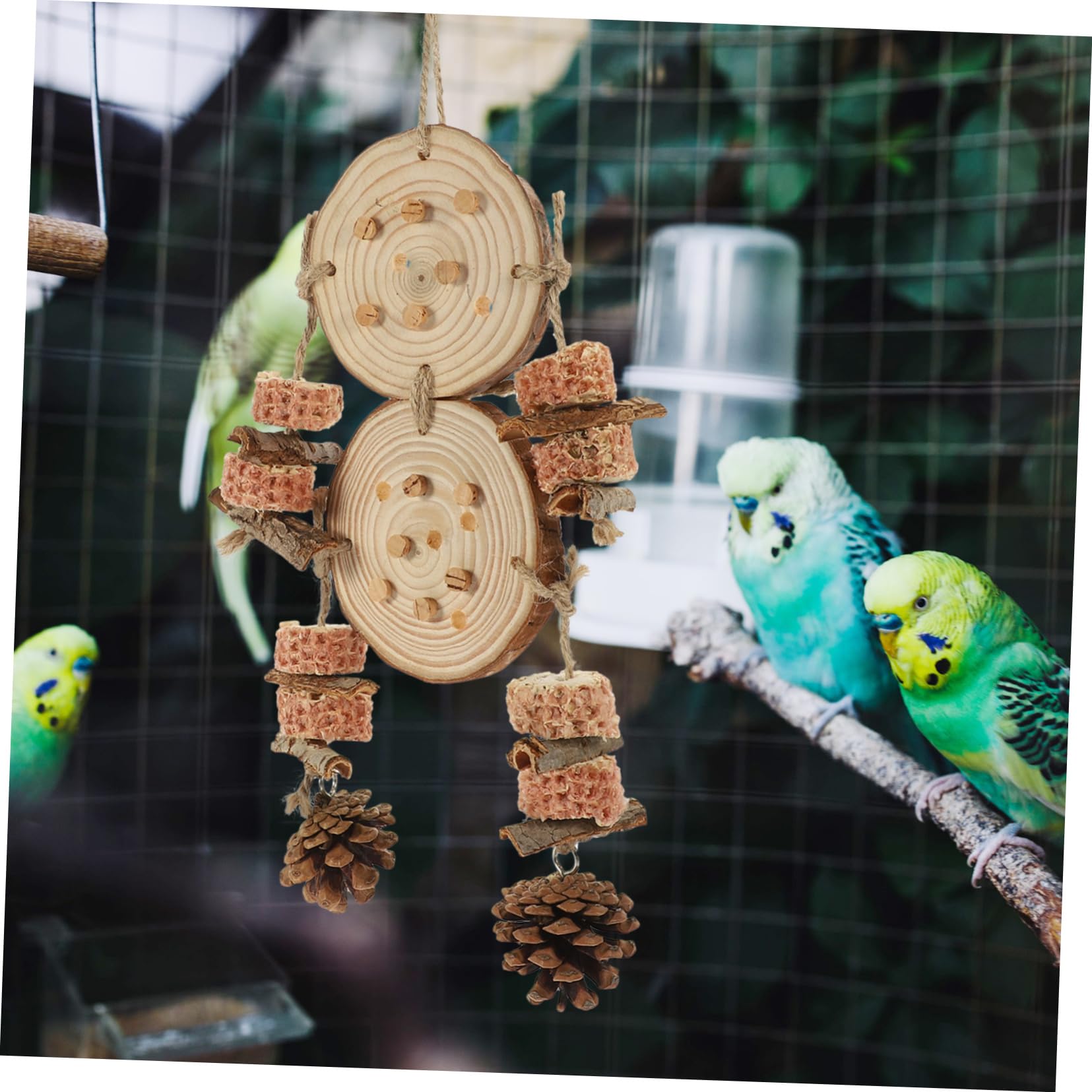 YARNOW 4 Piezas De Loro Muele Y Mastica Juguetes Pájaros Juguetes Pájaro e De Madera Suspender Loro e Columpio e Periquito Jaula Accesorios Práctico