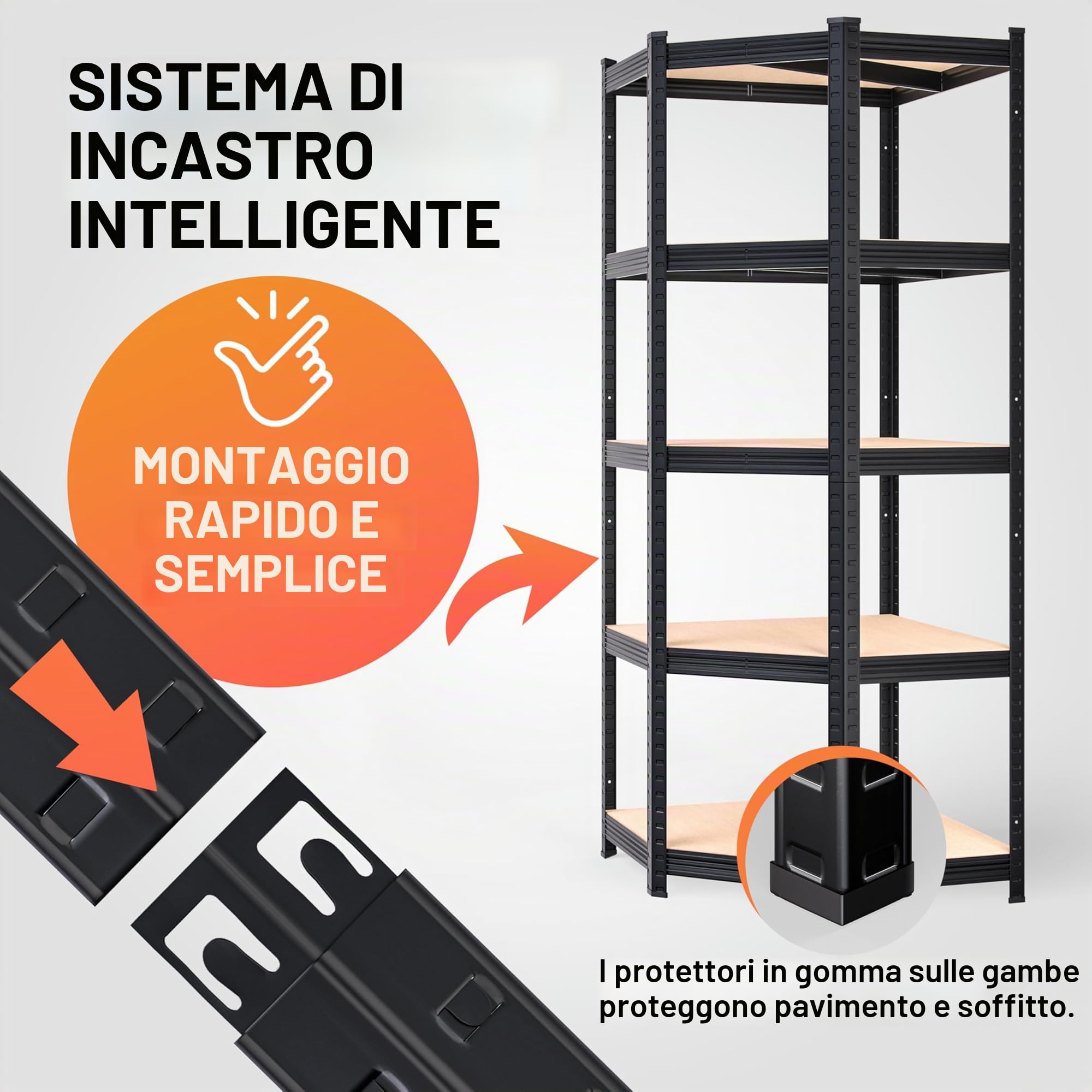 Monzana® Scaffale Angolare Metallo 2625kg 15 Ripiani MDF Scaffalatura Metallica Scaffale Alta Portata Angolo Scaffali