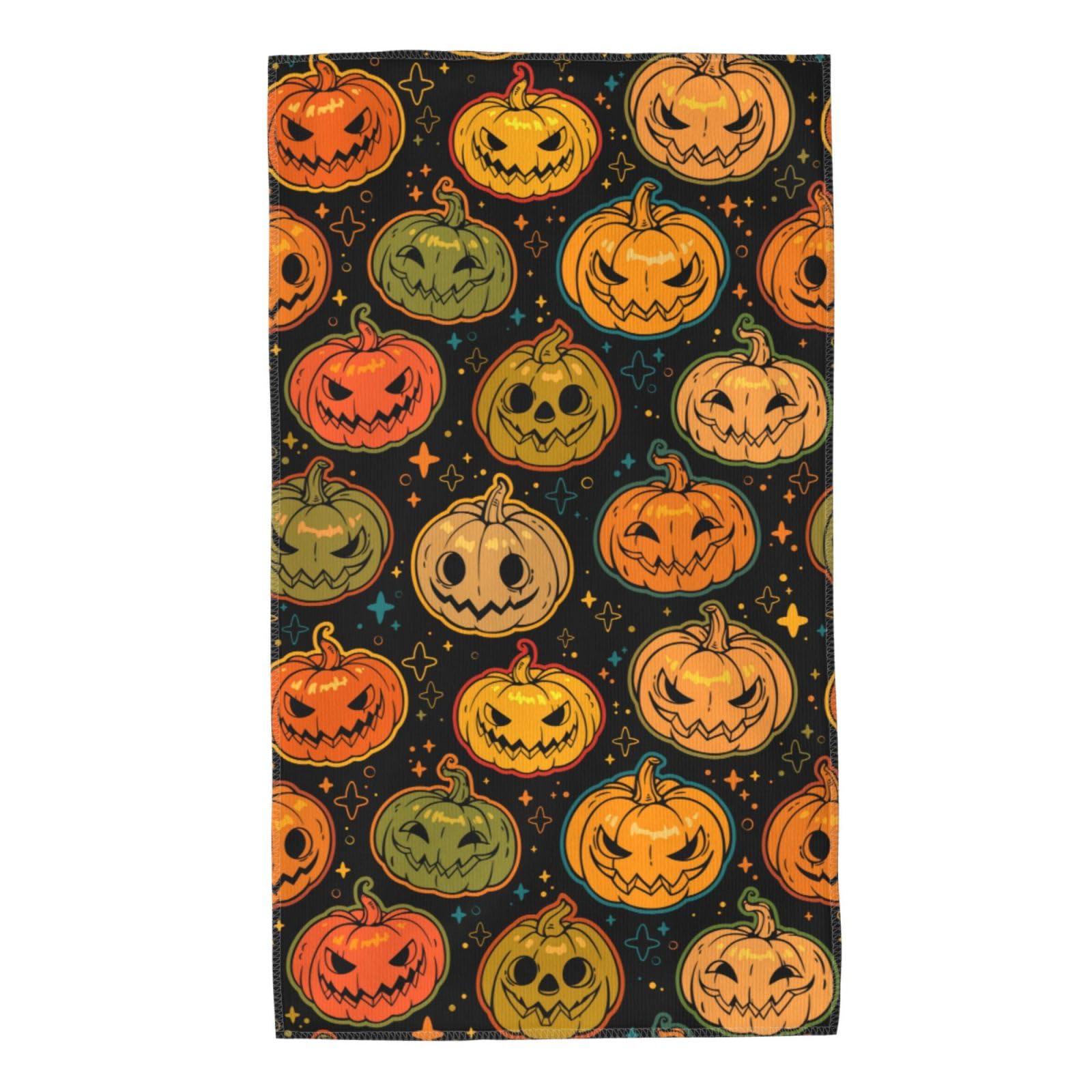 FJQWKLF Bright Orange Halloween Pumpkin Super Soft Hand Towels 27.5x15.7inch Multi-Purpose Skin-Friendly Absorbent Thin Bathroom Towels