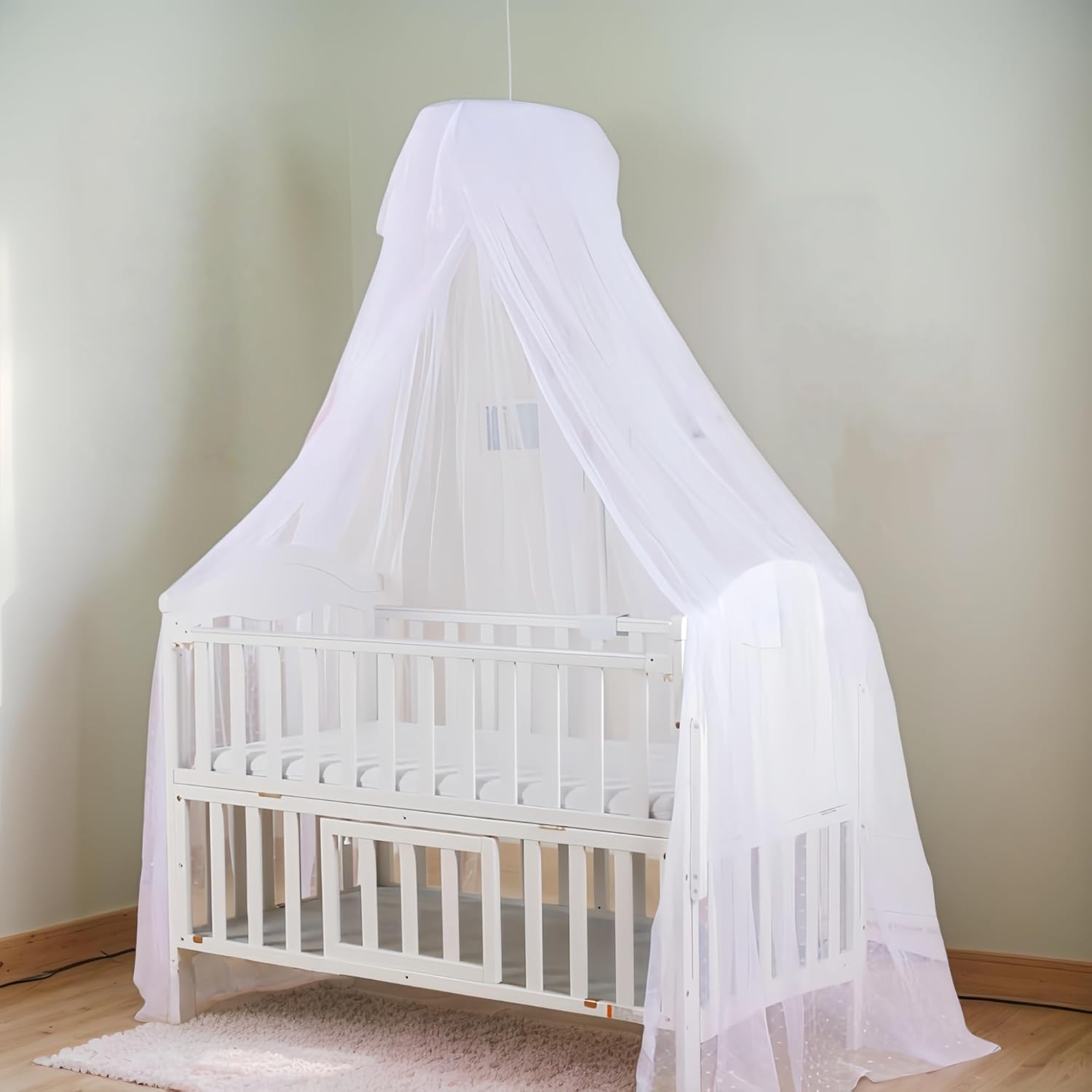 Baby Crib Bed Mosquito Net: Crib Canopy, Princess Bed Canopy, 2025 New 50D Breathable Canopy Crib Mesh, Mosquito Net for Bed Canopy Curtains Girls Boys Toddler Bedroom Decoration Accessories (White)