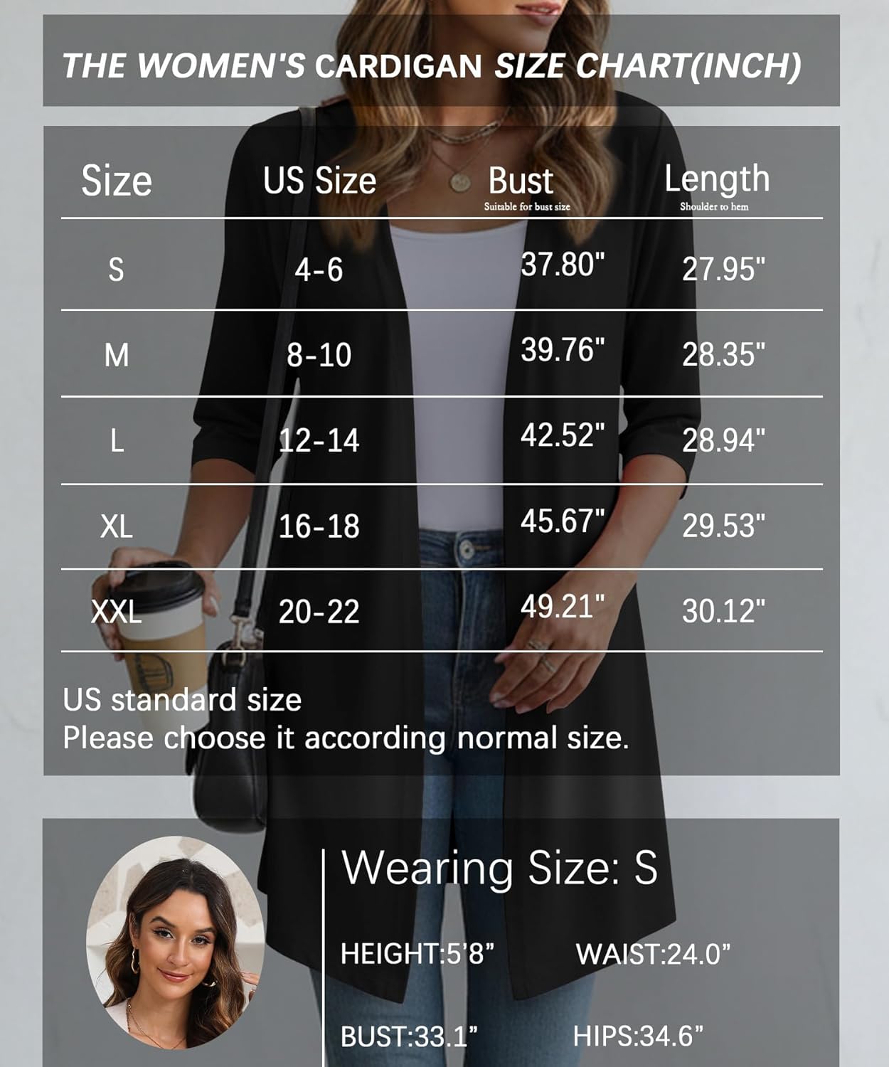 Womens Open Front Long Cardigan 3/4 Sleeve Lightweight Knit Cardigan Casual Layering Spring Summer - Image 6