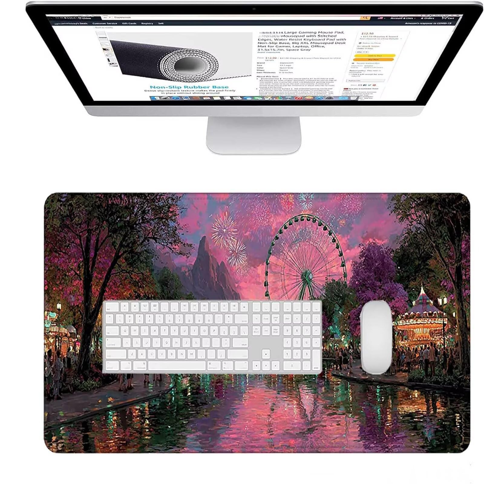 Różowa podkładka pod mysz do gier, duża podkładka pod mysz XXL 1200 x 600 x 3 mm, podkładka pod mysz do klawiatury i biura, akcesoria do gier, poprawia precyzję i szybkość dla domowego gracza l-8202