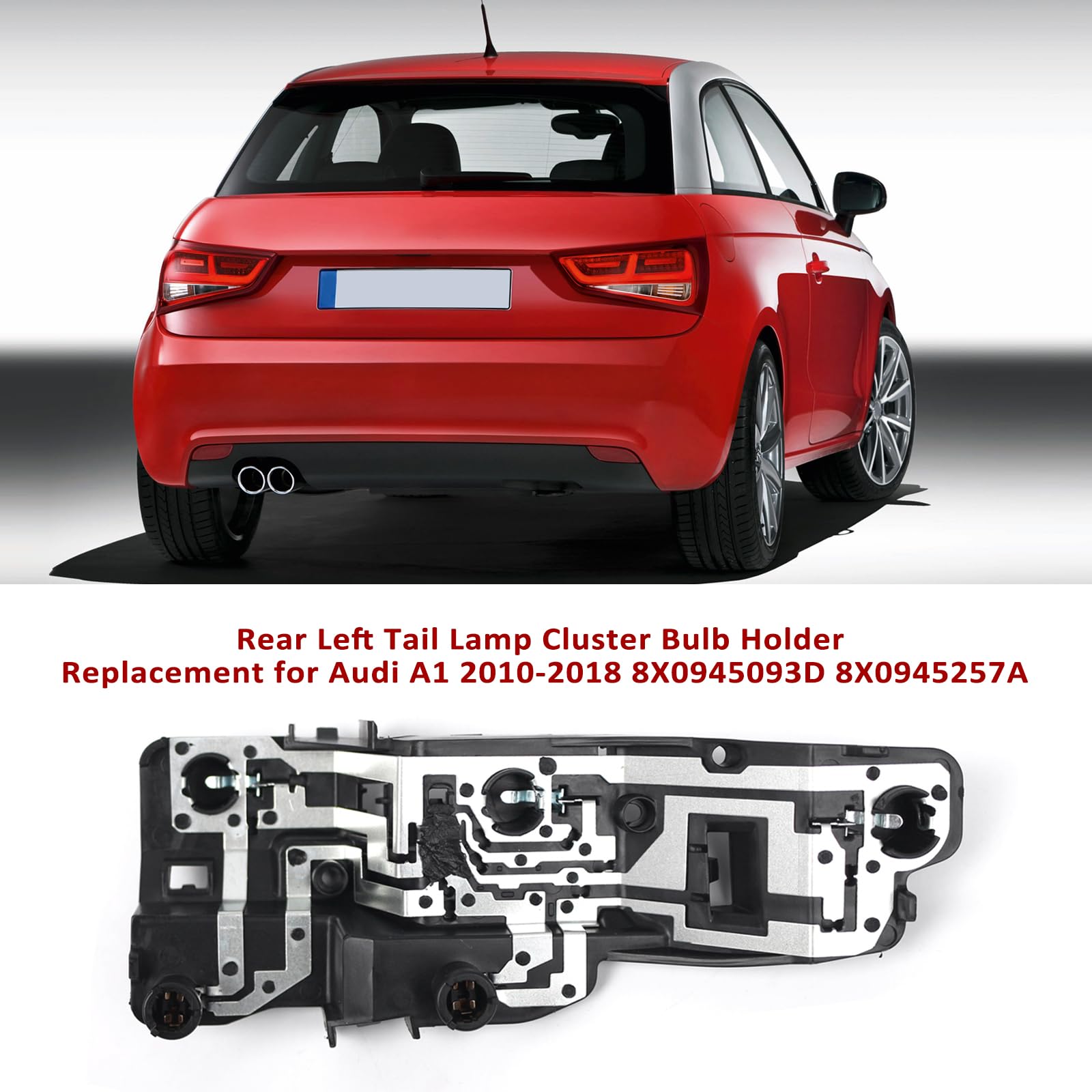 Shkalacar Portalámparas del Grupo de Luces Traseras Izquierdas/Derecha Compatible con A1 2010-2018 8X0945093D 8X0945257A Portalámparas Cluster para Luz Trasera de Coche Reemplazo (Izquierda)
