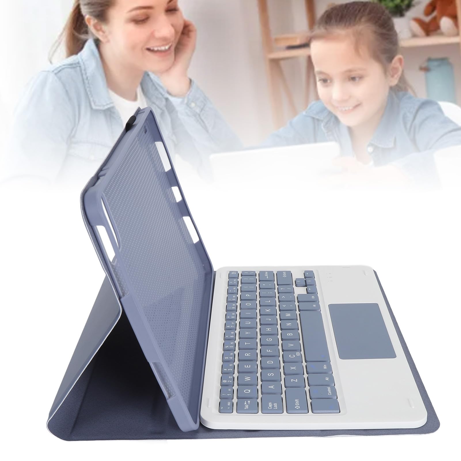 Custodia per Tablet con Tastiera 11 Pollici, Copertura Bluetooth Staccabile con Trackpad Magnetico, Ricarica Automatica e Risveglio per Viaggi e Lavoro, Pelle PU Viola, 1 Pezzo