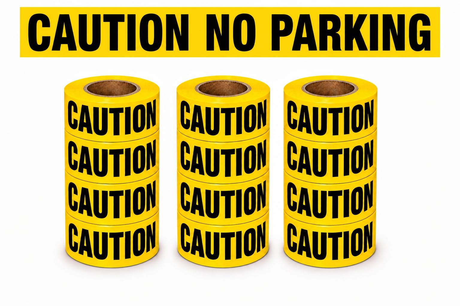 ATERET Caution No Parking Tape 12 Pack 3 inch x 1000 feet, Hazard Safety Tape, Construction Tape for Danger/Hazardous Area, Ideal Use for Halloween
