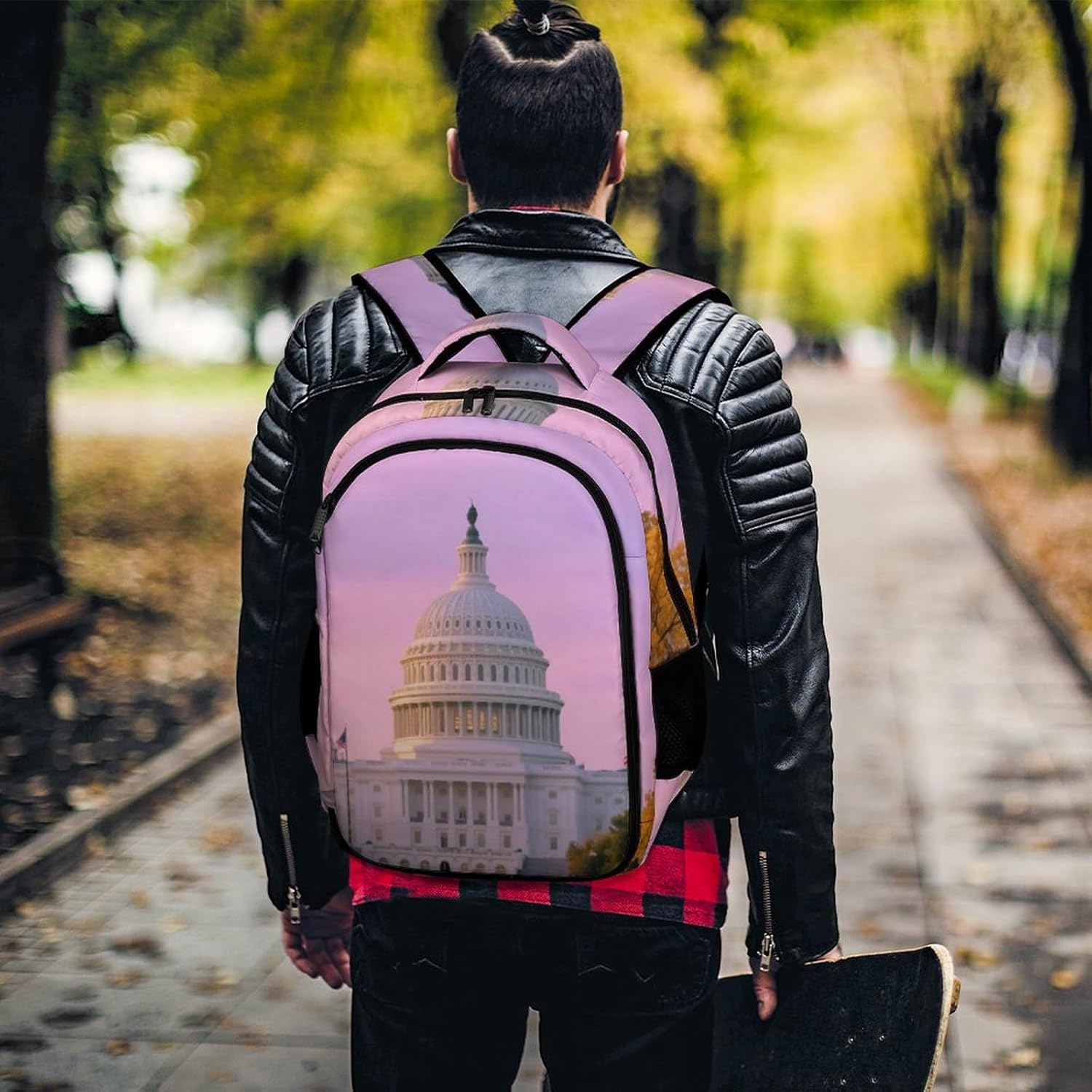 Backpack，Travel Backpack，Capitol Building at Dusk, Washington, DC 180 Degree Opening Backpacks，Suitable for Use in Work, Travel, Business Trips, And Other Occasions.