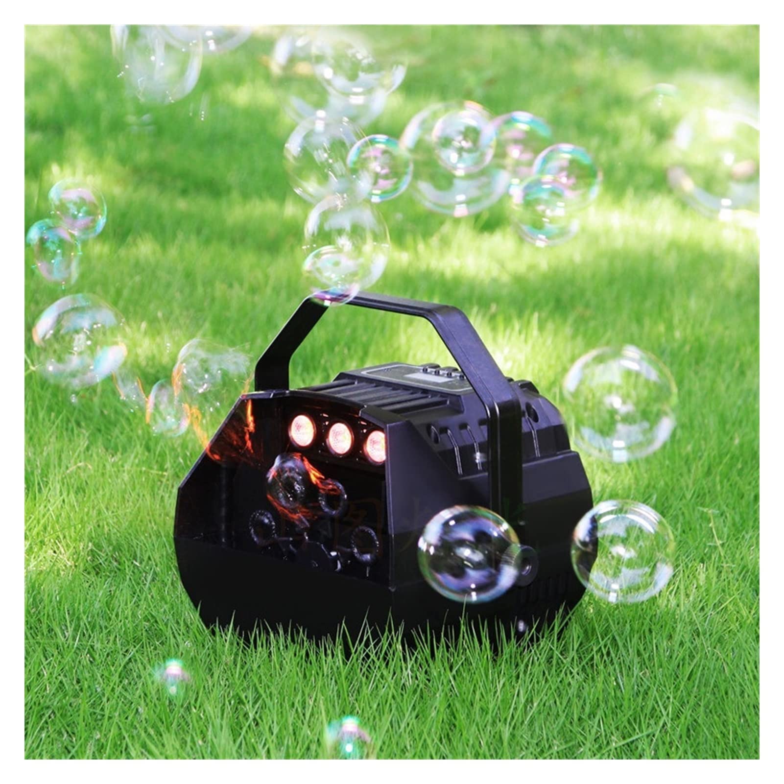 Seifenblasenmaschine Automatischer Blasengebläse tragbarer Bubble Maker LED Mini Bubble Machine Bühneneffekt Hochzeit Szene Romantische Blasendekoration Blasen für Hochzeiten