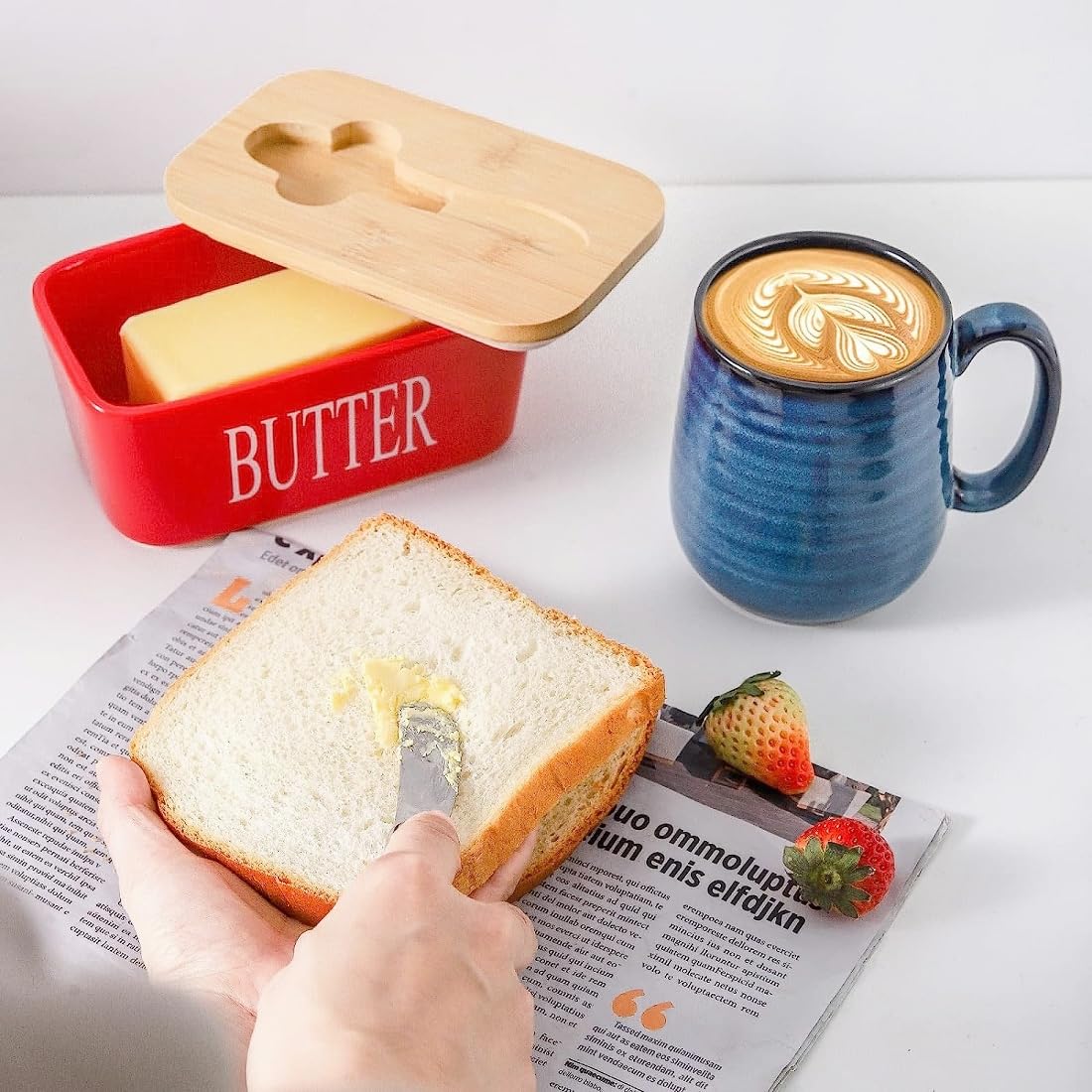Beurier avec Couvercle et Couteau à Beurre, Beurrier en Verre en Porcelaine, Boite Beurre, Boite à Fromage pour Frigo Anti Odeur, Beurrier Ceramique pour Beurrier 250g (Jaune