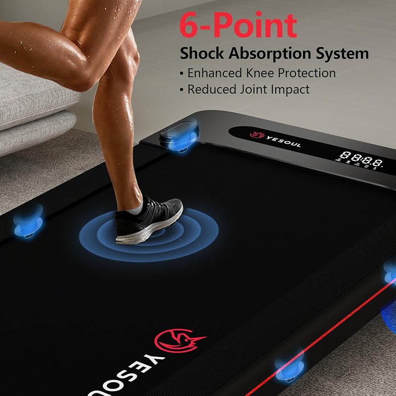YESOUL Walking Pad Treadmill with 10% Auto Incline, 39.5"x15.5" Running Belt, 300 LBS Capacity, LED Display, Remote Control & Smart App, Quiet Compact Treadmill for Home Office image 6