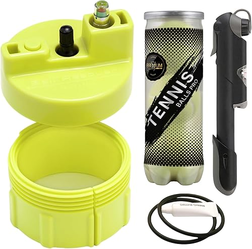 BALL RESCUER Presurizador de pelota de tenis convierte el contenedor de pelota de tenis compatible en un presurizador de pelota de 30 psi y prolonga