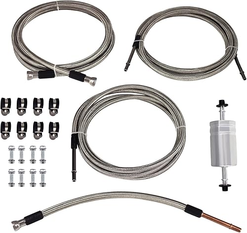 Juego de manguera de combustible trenzada de acero inoxidable flexible para GMC Sierra y Chevy Silverado 1500 2500 2500HD 3500 reemplaza 819-840