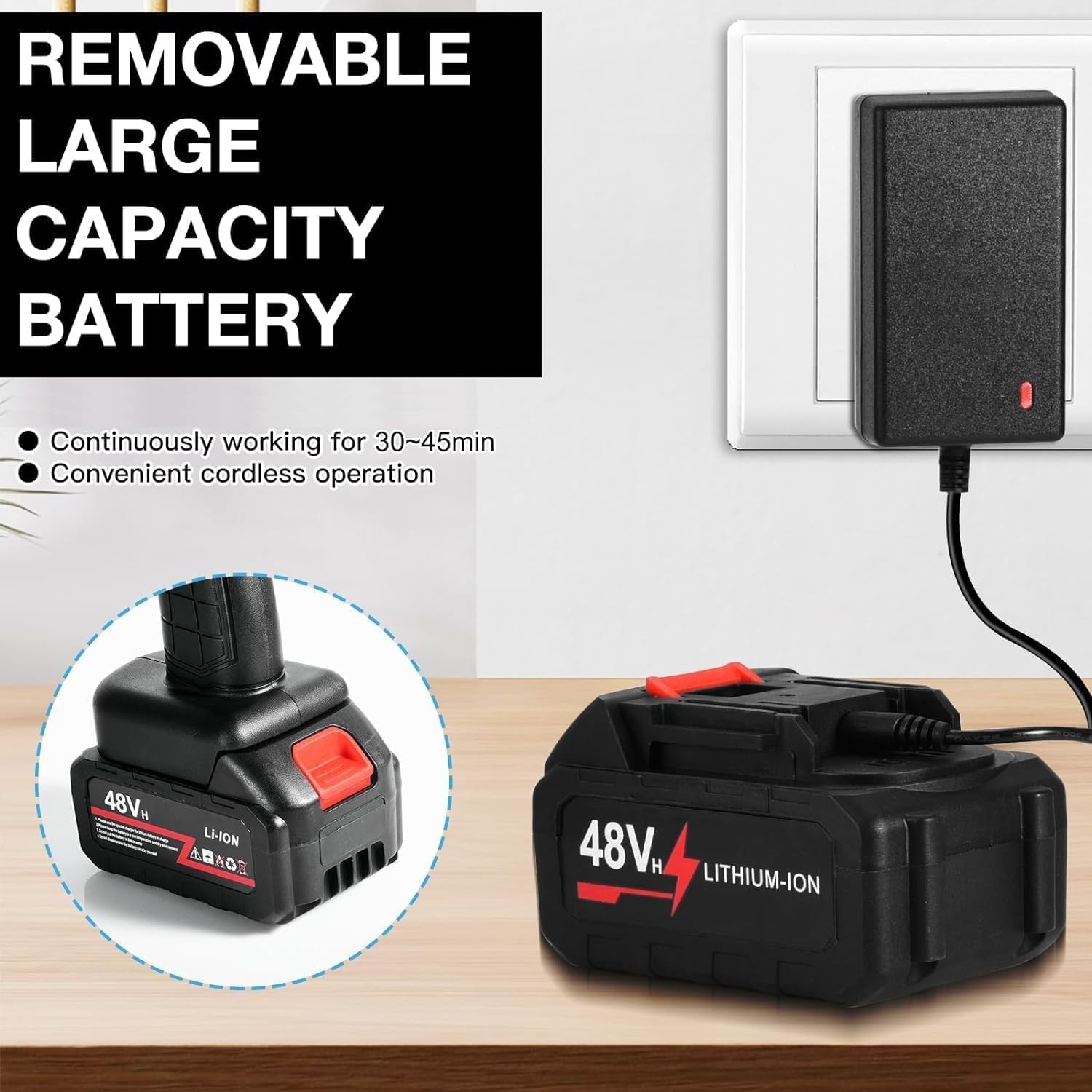 Nettoyeur Haute Pression Portable sans Fil 48V/24V - Pistolet Lavage Puissant avec 2 Batteries Rechargeables - Kit Complet pour Nettoyage Vélos, Motos, Voitures, Allées, Jardins - Performance Maximale