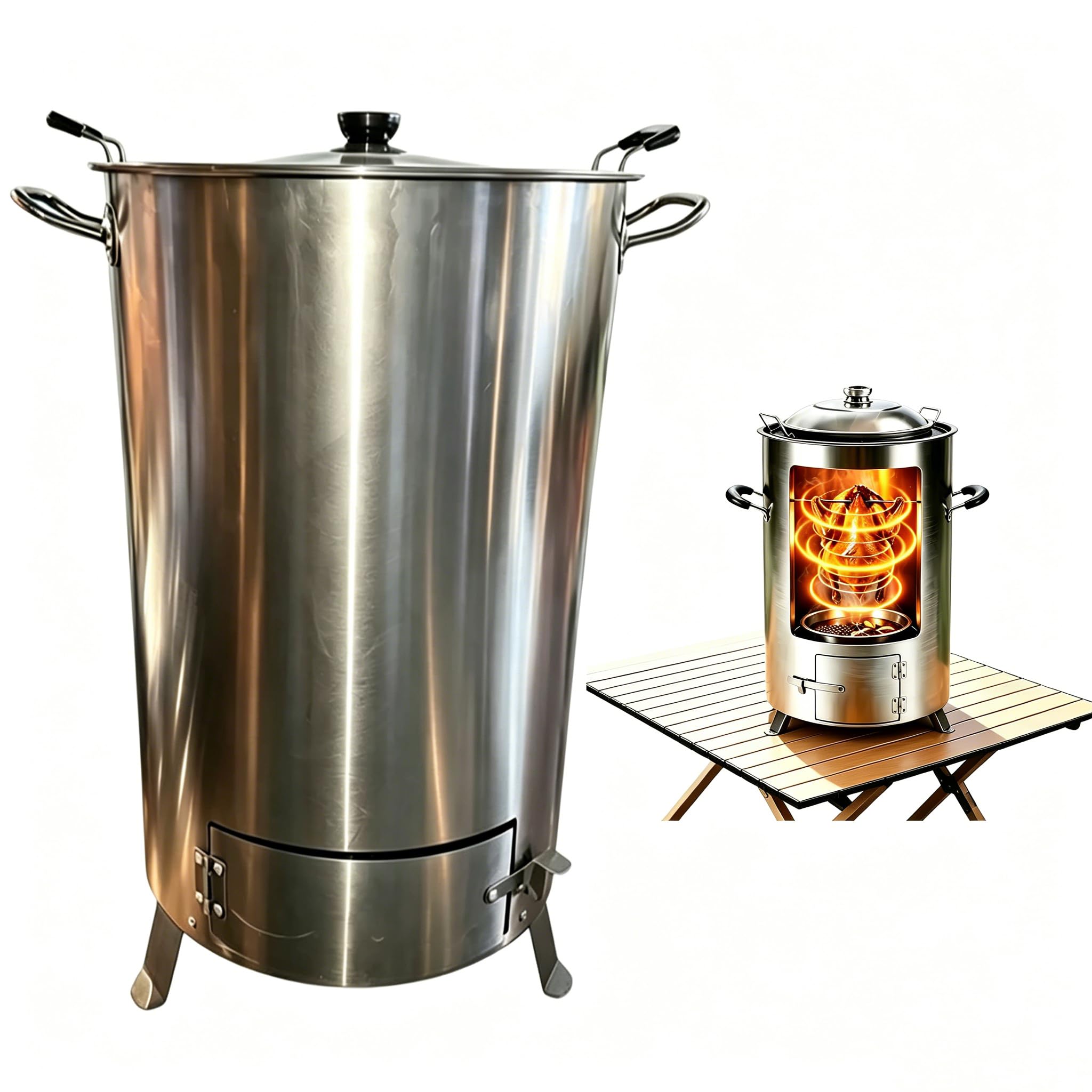 Pkkiimor Black Barrel Type Roast Chicken Stove, Household Barbecue Stove