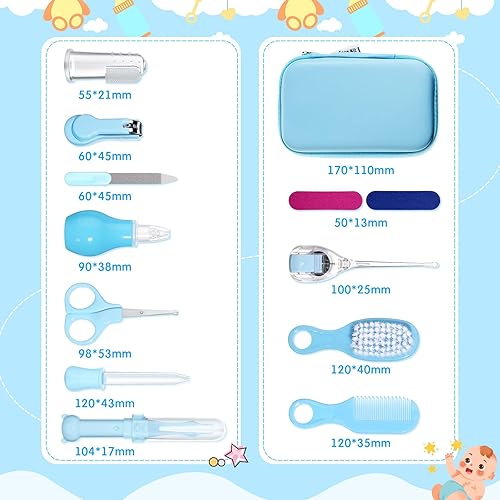 Miniatura 2 de Kit de cuidado de la salud y aseo del bebé 12 en 1 juego portátil de cuidado de seguridad para bebé cepillo de pelo cepillo de uñas juego de