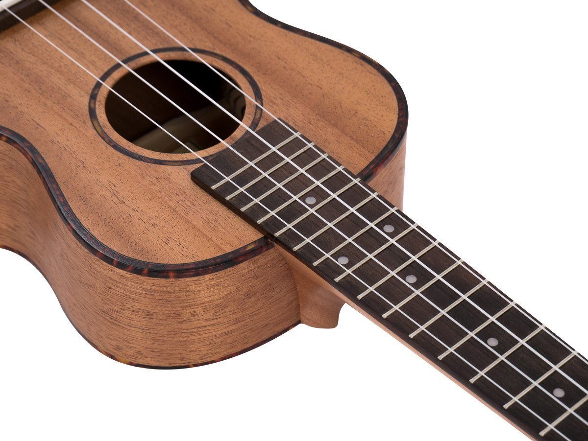 CASCHA HH 2036 ES Ukelele Concierto, Caoba, Bundle con Curso de Ukelele, Afinador, Bolsa Acolchada, 3 Púas y Cuerdas de Aquila