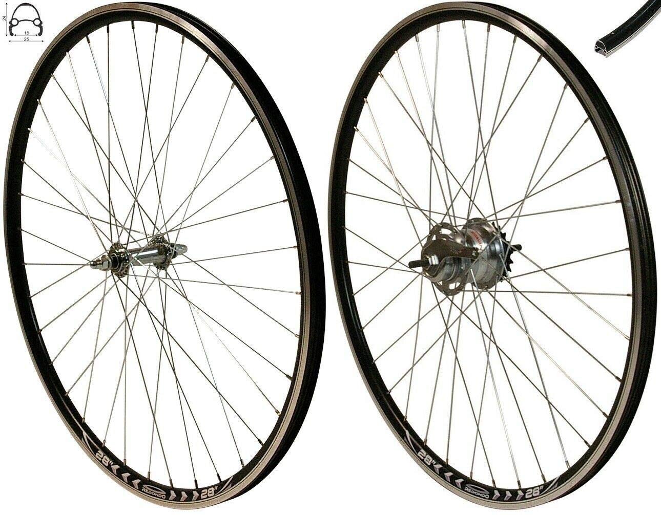 Redondo 28 Zoll Laufrad Set VR + HR V Profil Felge Schwarz Shimano Nexus 7