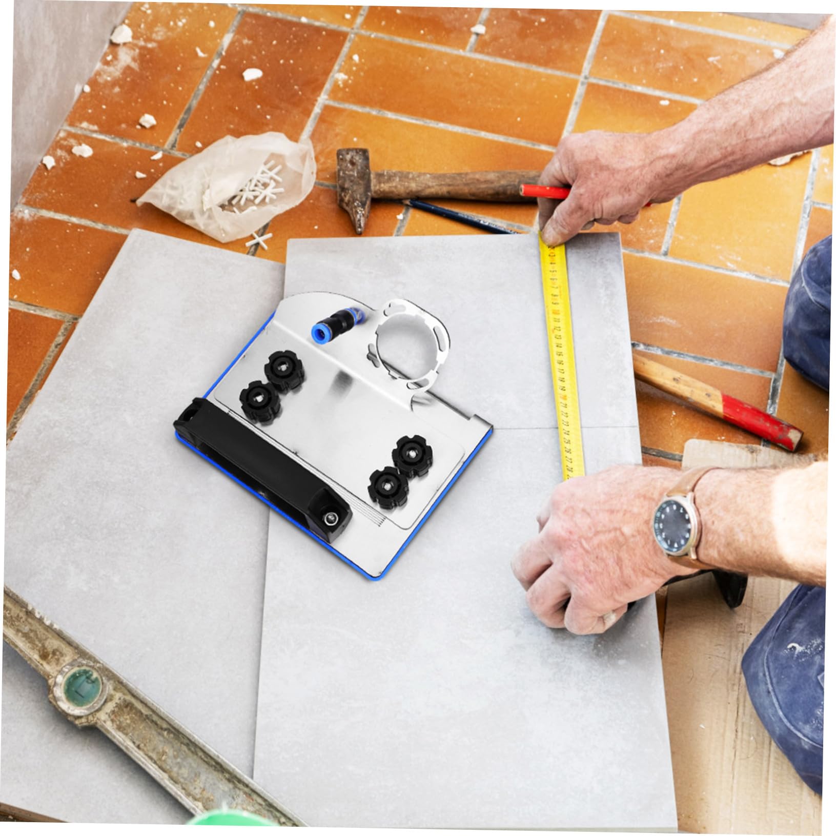 Sewroro Soporte para Amoladora Angular de Acero Plata Montaje sin Esfuerzo y Control Angular Preciso para Biselar Azulejos en Entornos Industriales