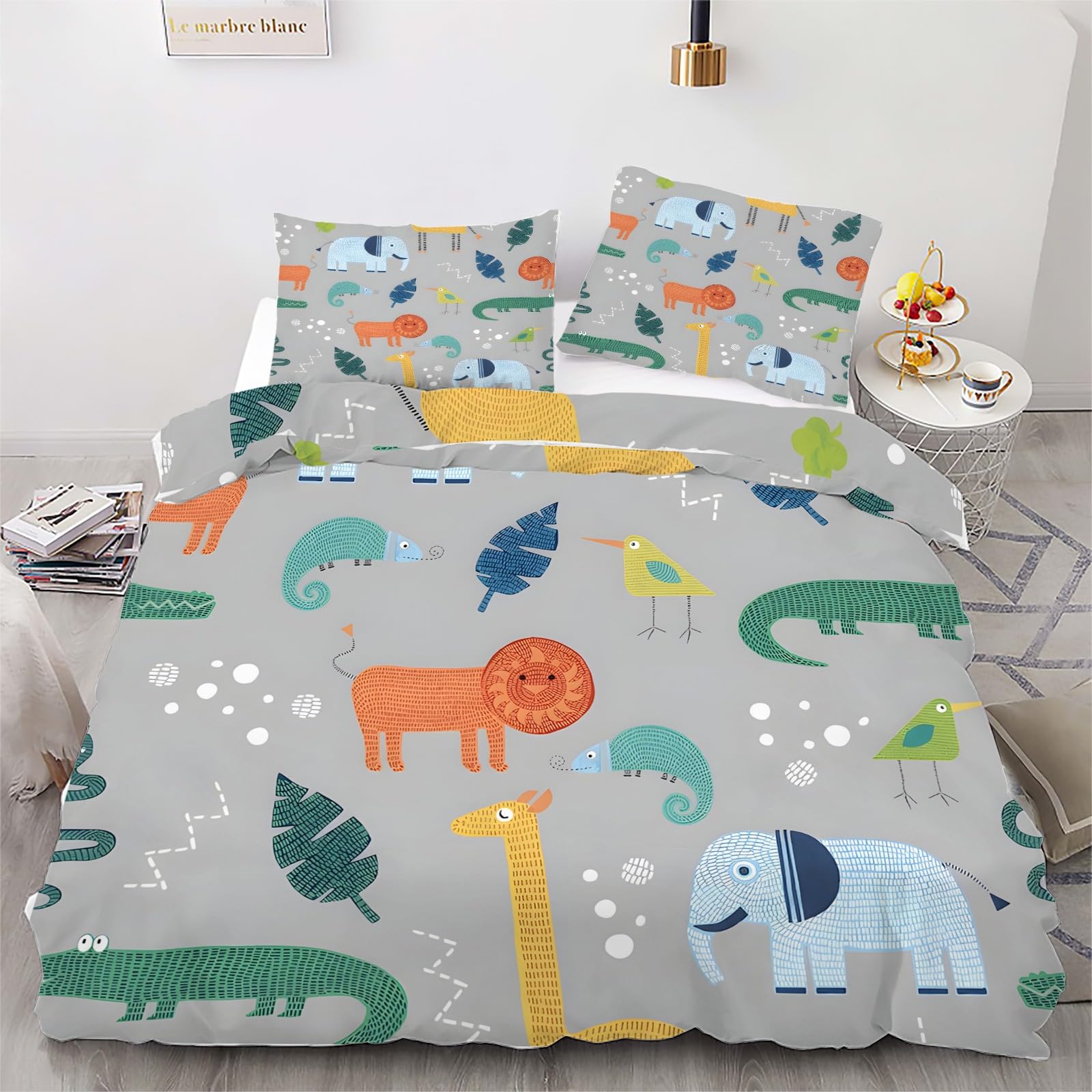 Funda Nordica Cama 150 Dibujos Animados Europeos Funda Nordica 220x240 cm Ropa De Cama con Cremallera para niños Adultos + 2 Fundas de Almohada 50x80 cm, Suave Transpirable Microfibra