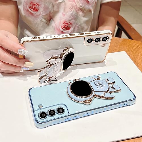 Miniatura 3 de phylla Funda de teléfono para Samsung Galaxy S22 0.18 oz 6.1 pulgadas, cubierta de lujo con soporte de astronauta chapado de lujo, con lindo corazón