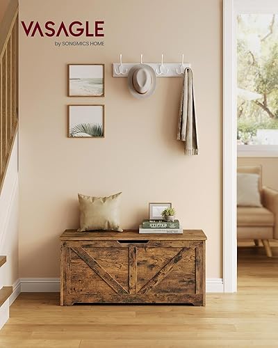 Miniatura 2 de VASAGLE Storage Chest, Storage Trunk with 2 Safety Hinges, Storage Bench, Shoe Bench, Farmhouse Style, 15.7 x 39.4 x 18.1 Inches, for Entryway,