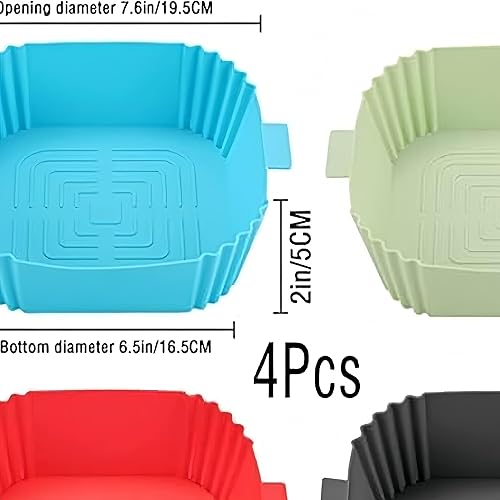 Miniatura 4 de Revestimientos de silicona para freidora de aire, 4 forros reutilizables de silicona para freidora de aire cuadrados, accesorios de horno para