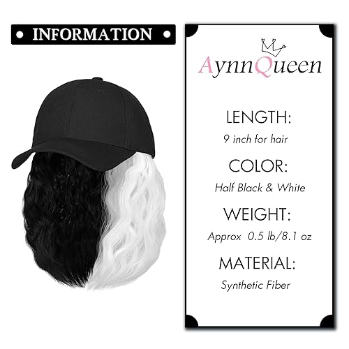 Miniatura 4 de AynnQueen Gorra de béisbol con extensiones de cabello de 9 pulgadas, rizado, estilo Bob, peluca ajustable, peluca sintética adjunta para mujeres y