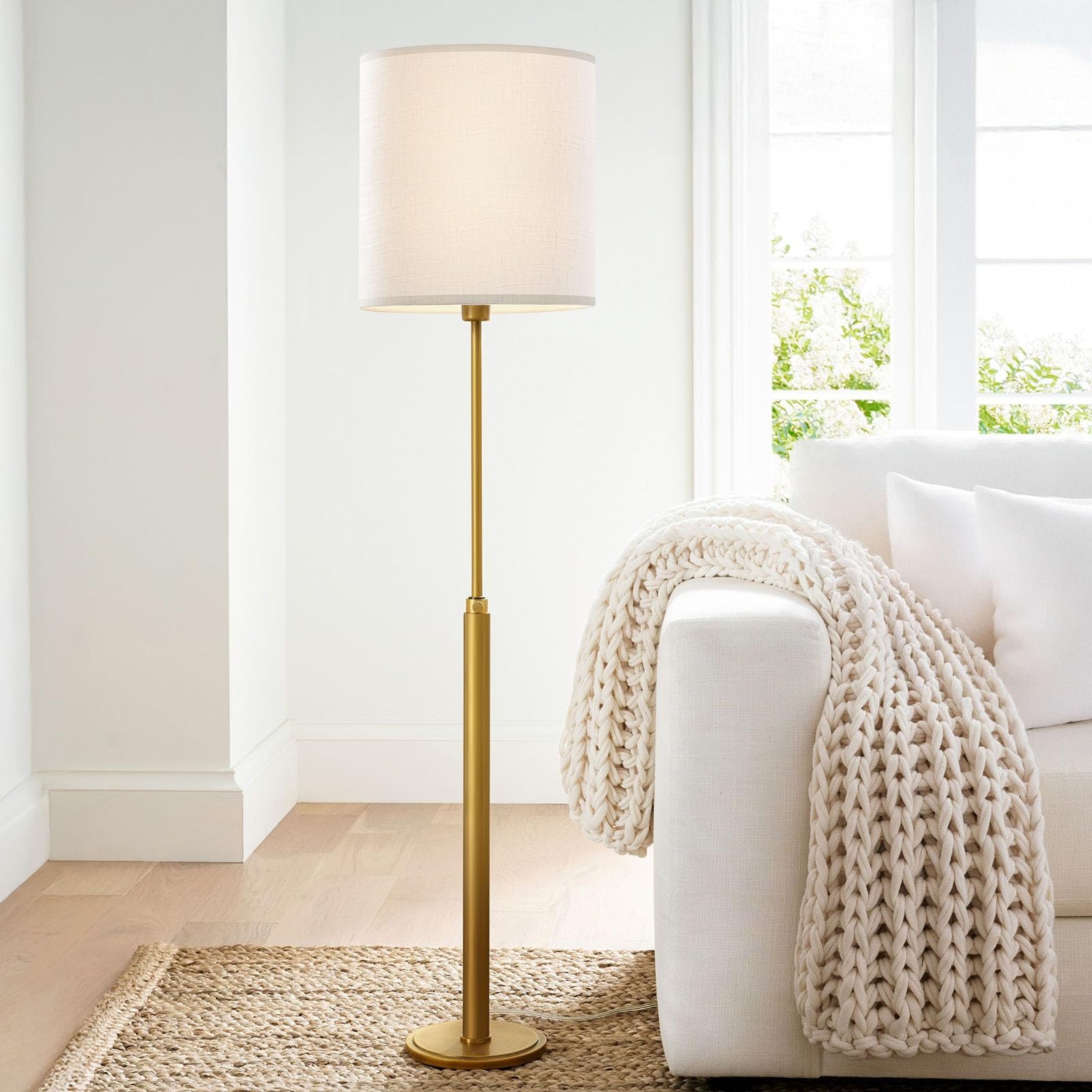 white linen tall drum lampshade, 11" top x 11" bottom x 12" high lamp shade, lamp shade replacement for table and floor lamps, pendant light handcrafted lampshade easy assembly