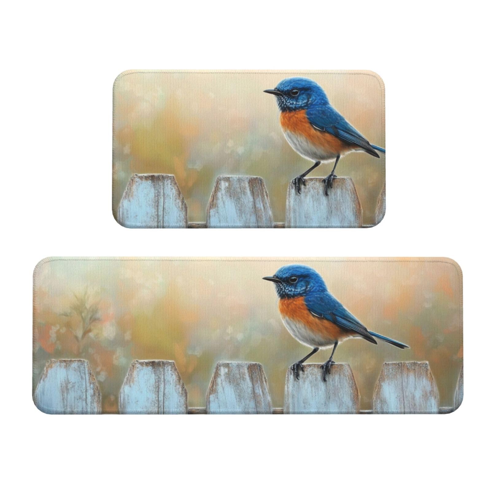 Alfombra de cocina acolchada con diseño de gorrión para un suelo más cómodo y suave, juego de 2