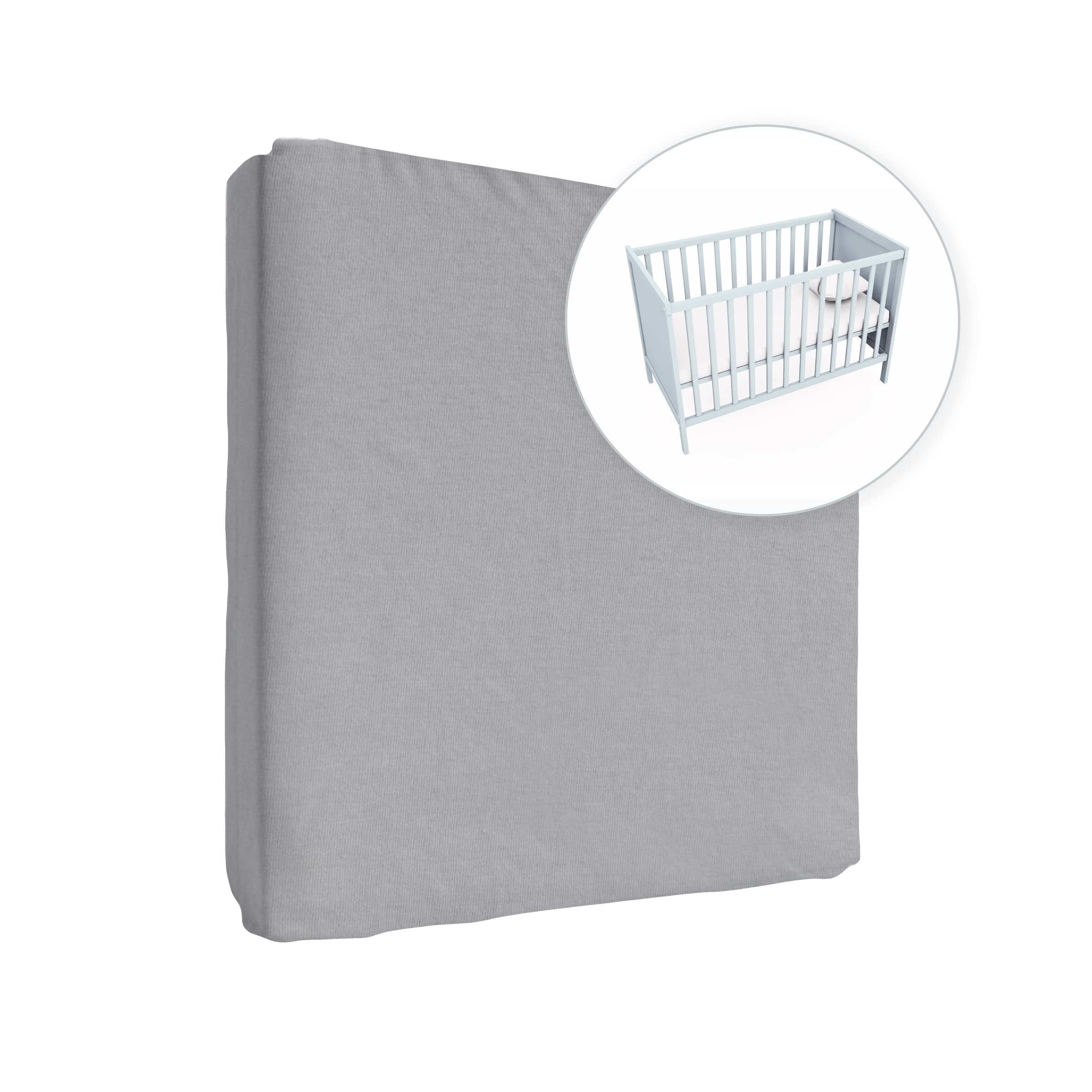 Jersey 100% Cotton Fitted Sheet for 90 x 55 cm Baby Bedside Crib Mattress (Cream) — view 15