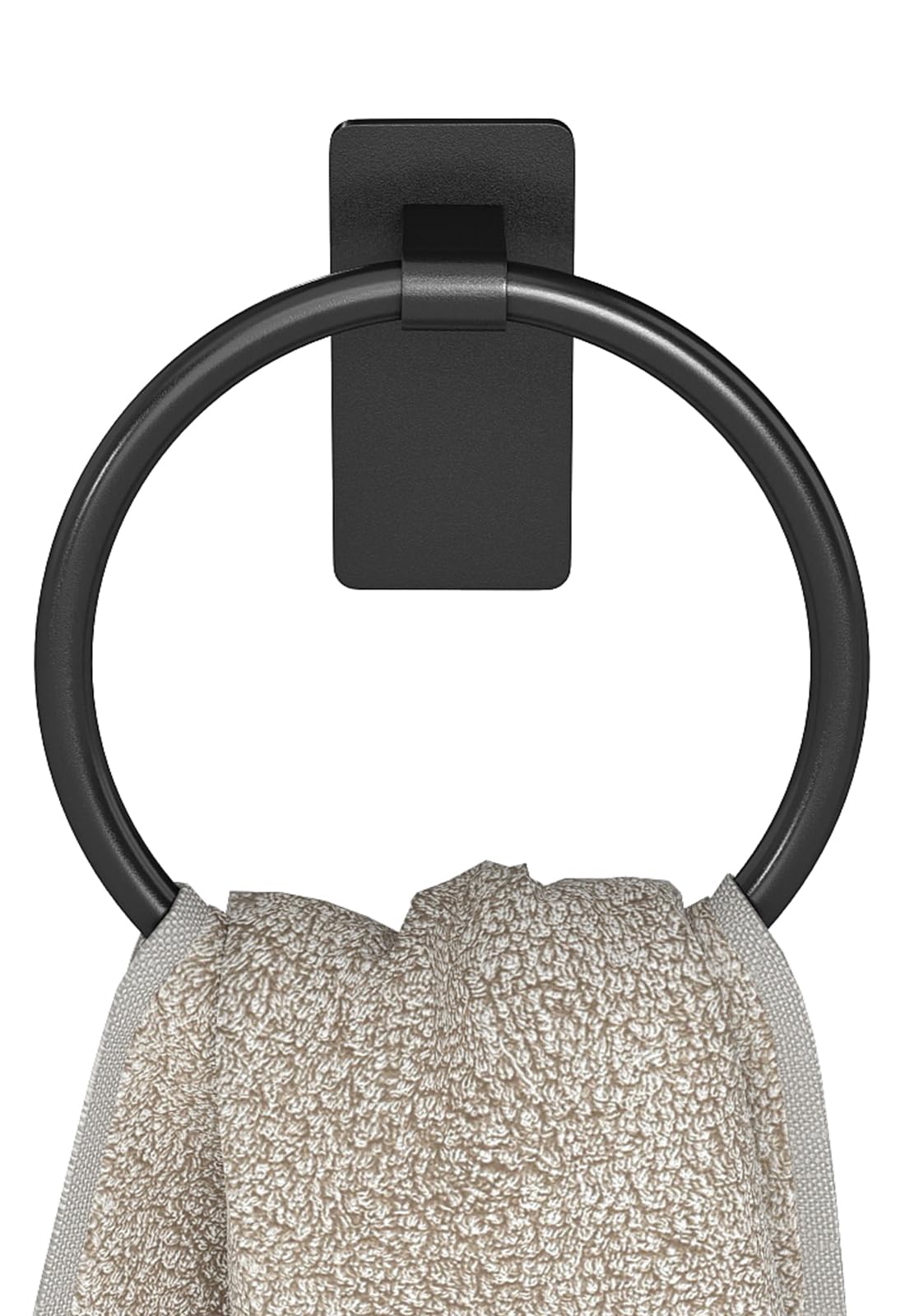 Black Towel Ring, STWWO 304 Stainless Steel 6.6″ Self Adhesive Hand Towel Holder for Bathroom, Kitchen, No Drill Required, Bathroom Accessories — image 1
