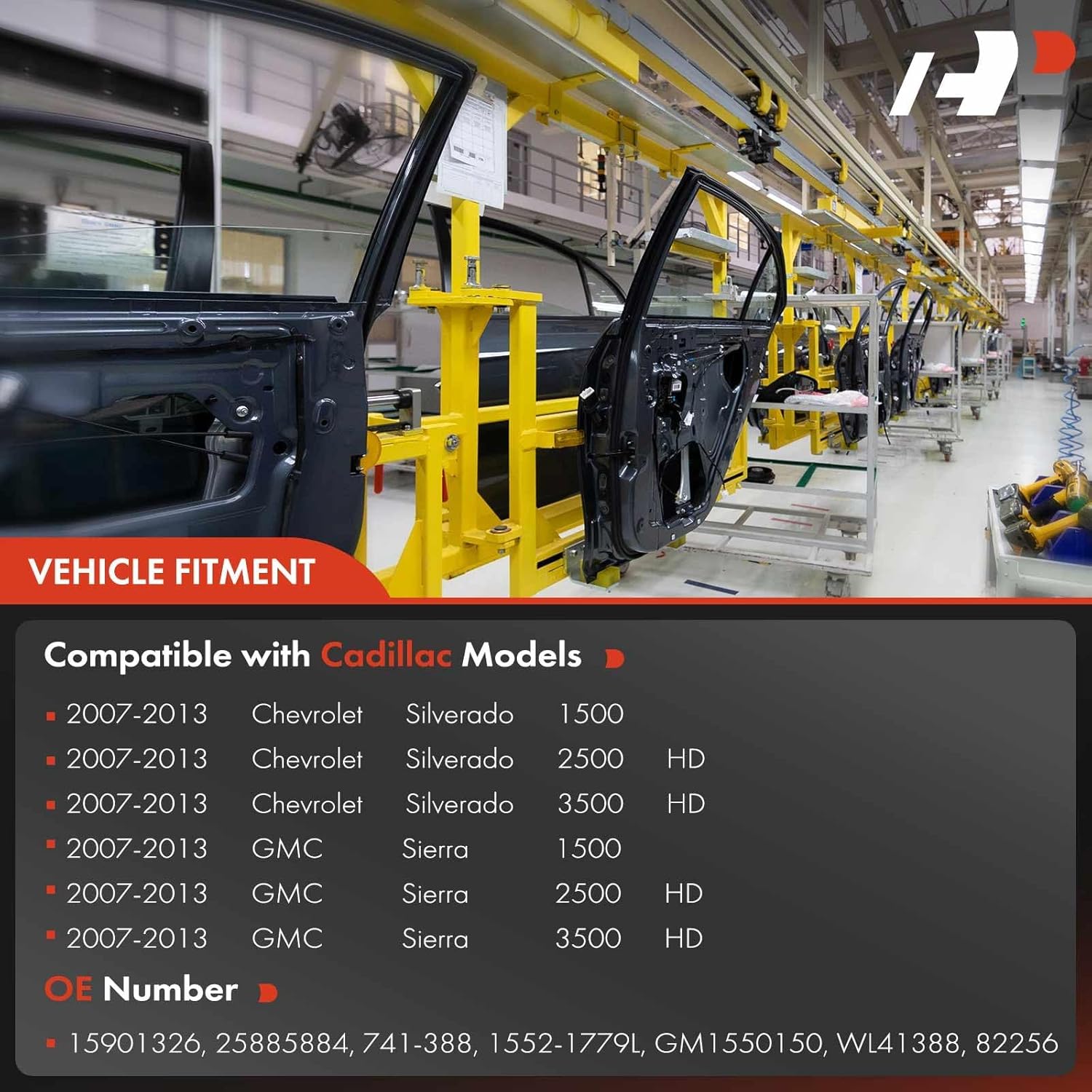 A-Premium Rear Left Driver Side Power Window Regulator with 2-Pin Motor Compatible with 2007-2013 Chevy Silverado/GMC Sierra 1500/2500 HD/3500 HD Extended Cab Pickup, Replace# 25885884, 15901326