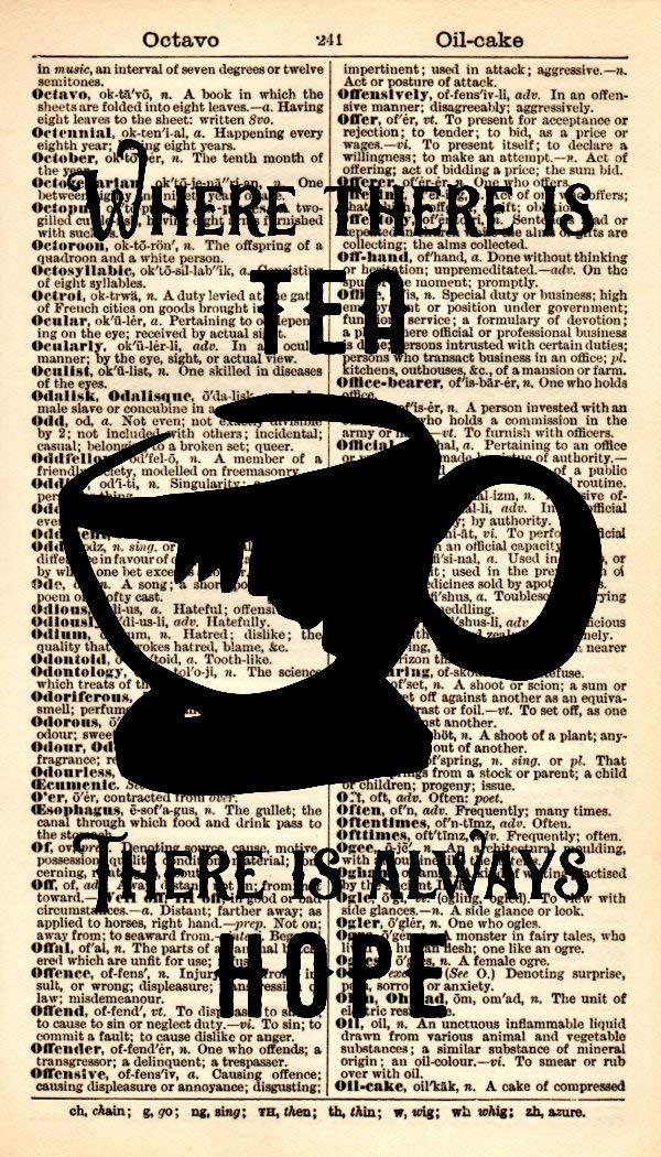 Tea Art Print Kitchen Art Print Vintage Art Vintage Dictionary Art