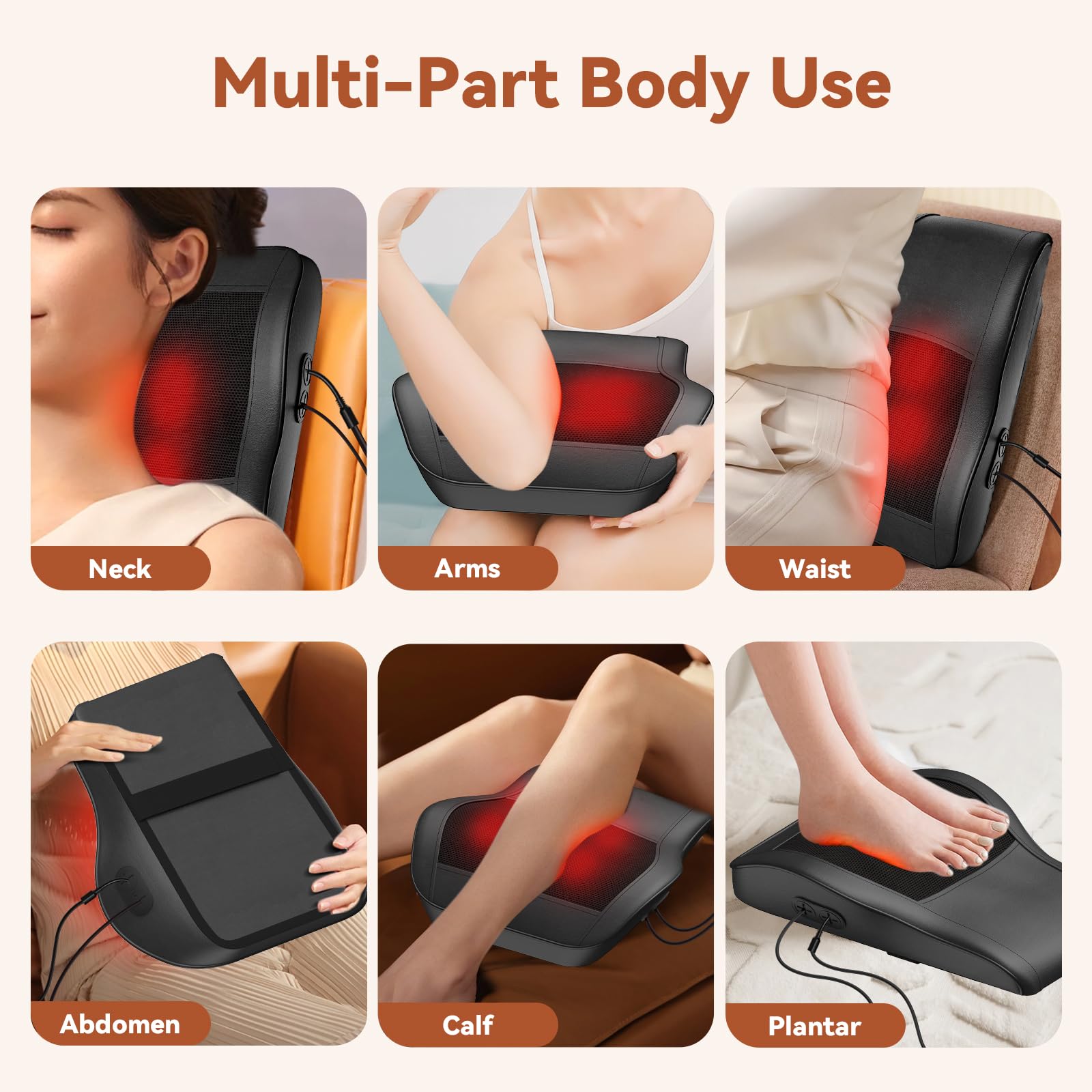 Rückenmassagegerät mit Wärme, Shiatsu Rücken Nacken Massagegerät zur Schmerzlinderung, 3D Kneten Massagekissen für Büro Heimgebrauch, Geschenke für Frauen Männer
