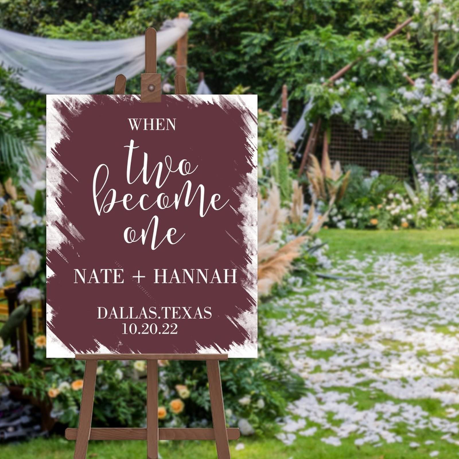 Panneau mariage When Two Become One personnalisable 30x45cm bois