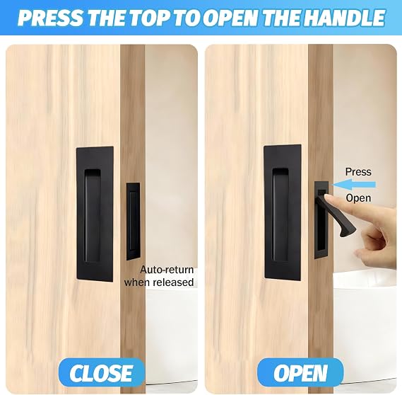 Embedded Sliding Pocket Door Handles Black, Recessed Pull Handle