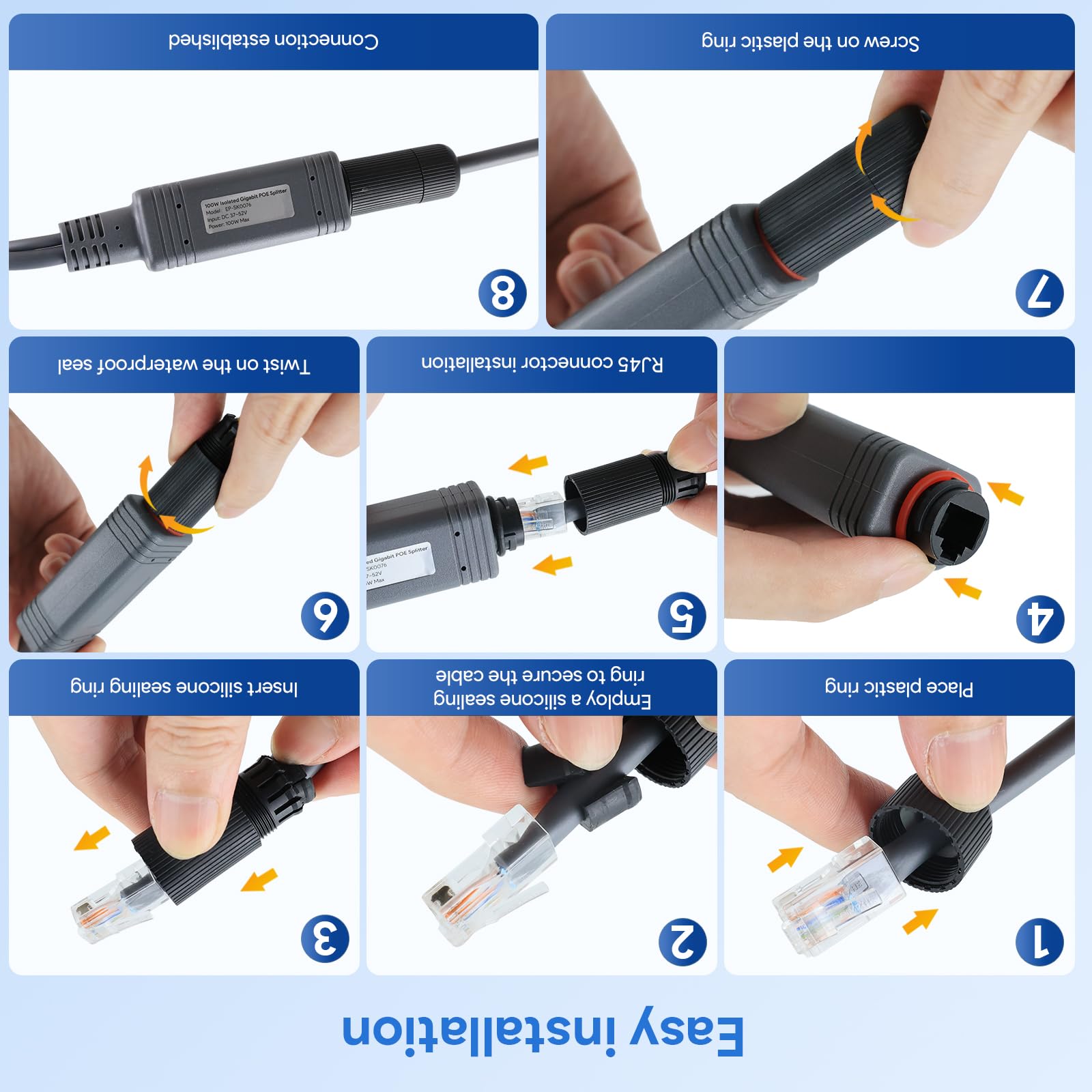 Starlink Mini rozgałęźnik PoE - wodoodporny kabel Ethernetowy Starlink IP68 z adapterem Starlink RJ45 i DC do mini Starlink Dishy, idealny do użytku wewnątrz i w pomieszczeniach